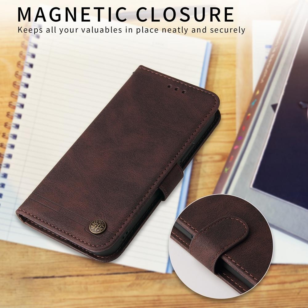 Xiaomi Redmi Note 15 Pro 5G Skin Feel Life Tree Metal Button Leather Brown-Θήκη Βιβλίο