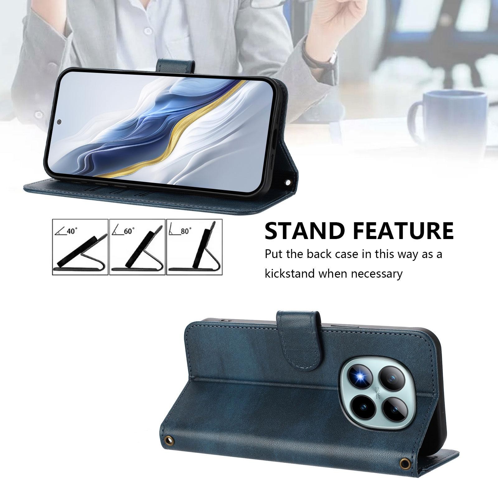 Xiaomi Redmi Note 15 Pro+ 5G/Poco M8 Pro 5G Line Splicing Buckle Retro Leather Dark Blue-Θήκη Βιβλίο