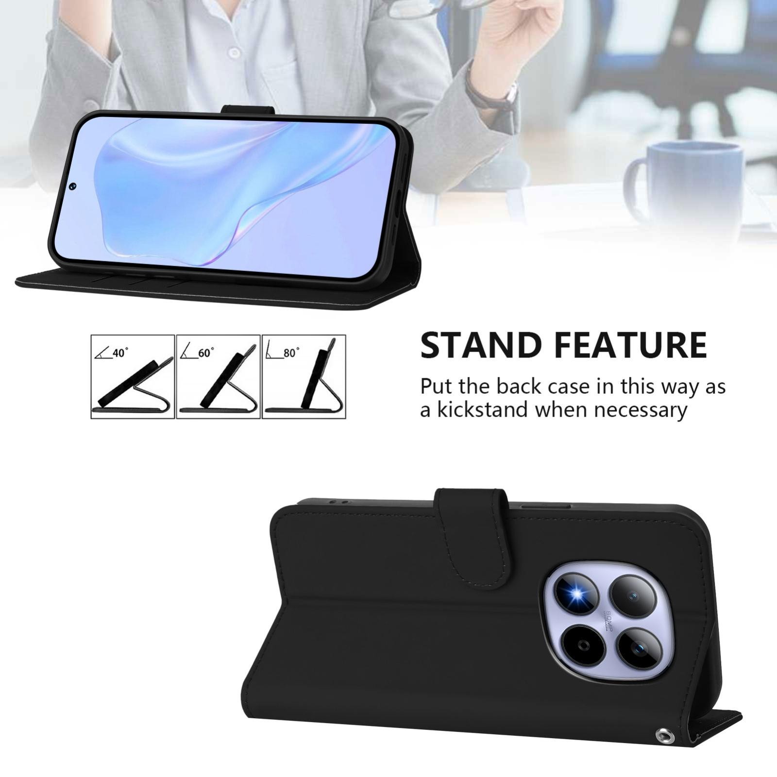 Xiaomi Redmi Note 15 Pro 5G Skin Feel Solid Color Leather with Lanyard Black-Θήκη Βιβλίο