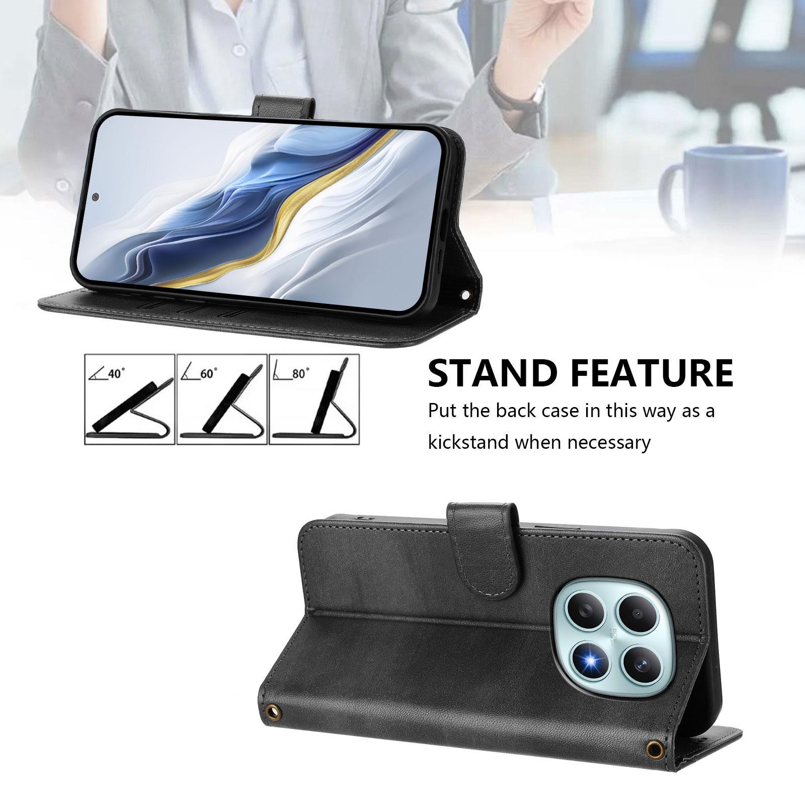 Xiaomi Redmi Note 15 5G / 4G / Poco M8 5G Line Splicing Buckle Retro Leather Black-Θήκη Βιβλίο