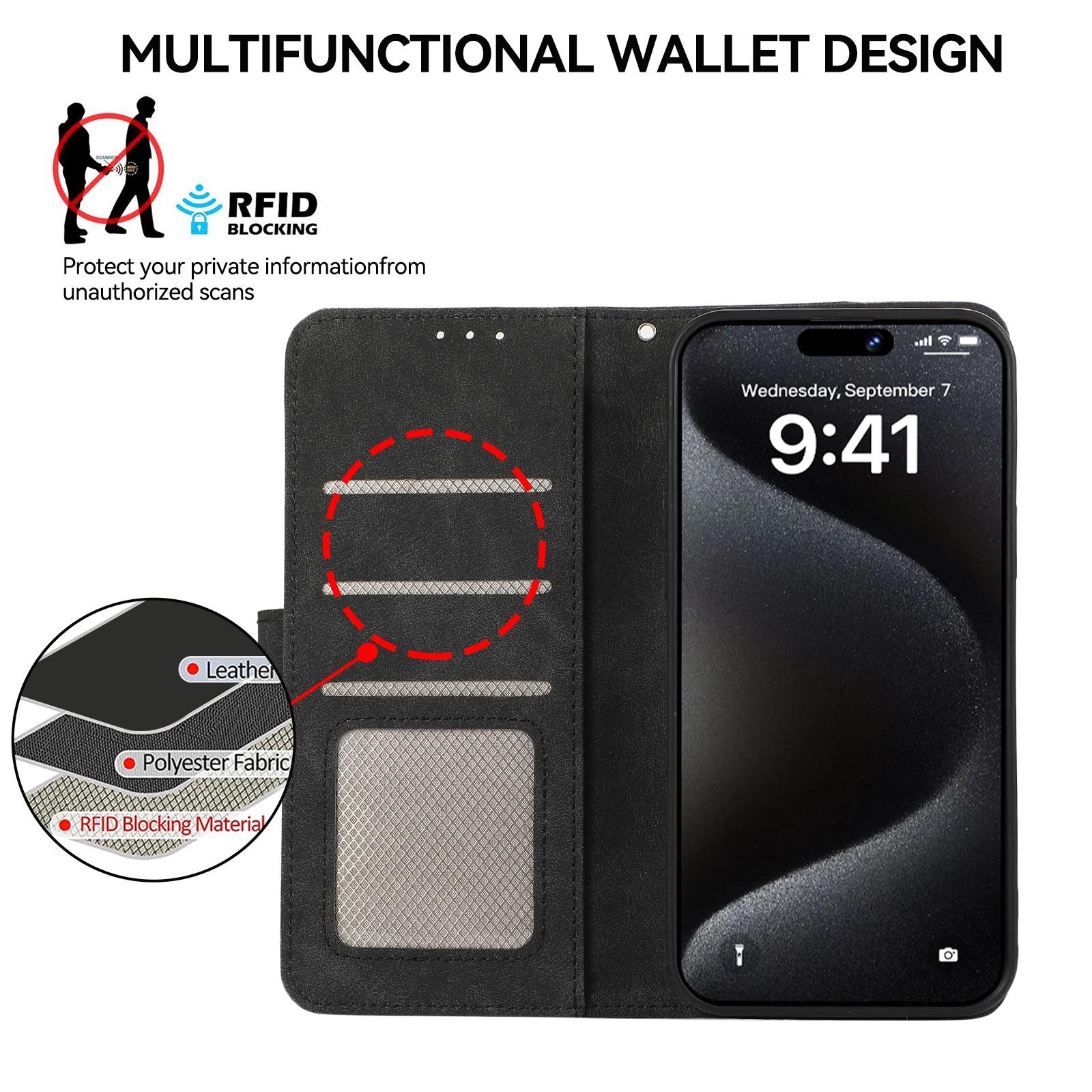 Abeel Xiaomi Redmi Note 15 Pro+ 5G Color Block Magnetic RFID Leather Black-Green-Θήκη Βιβλίο
