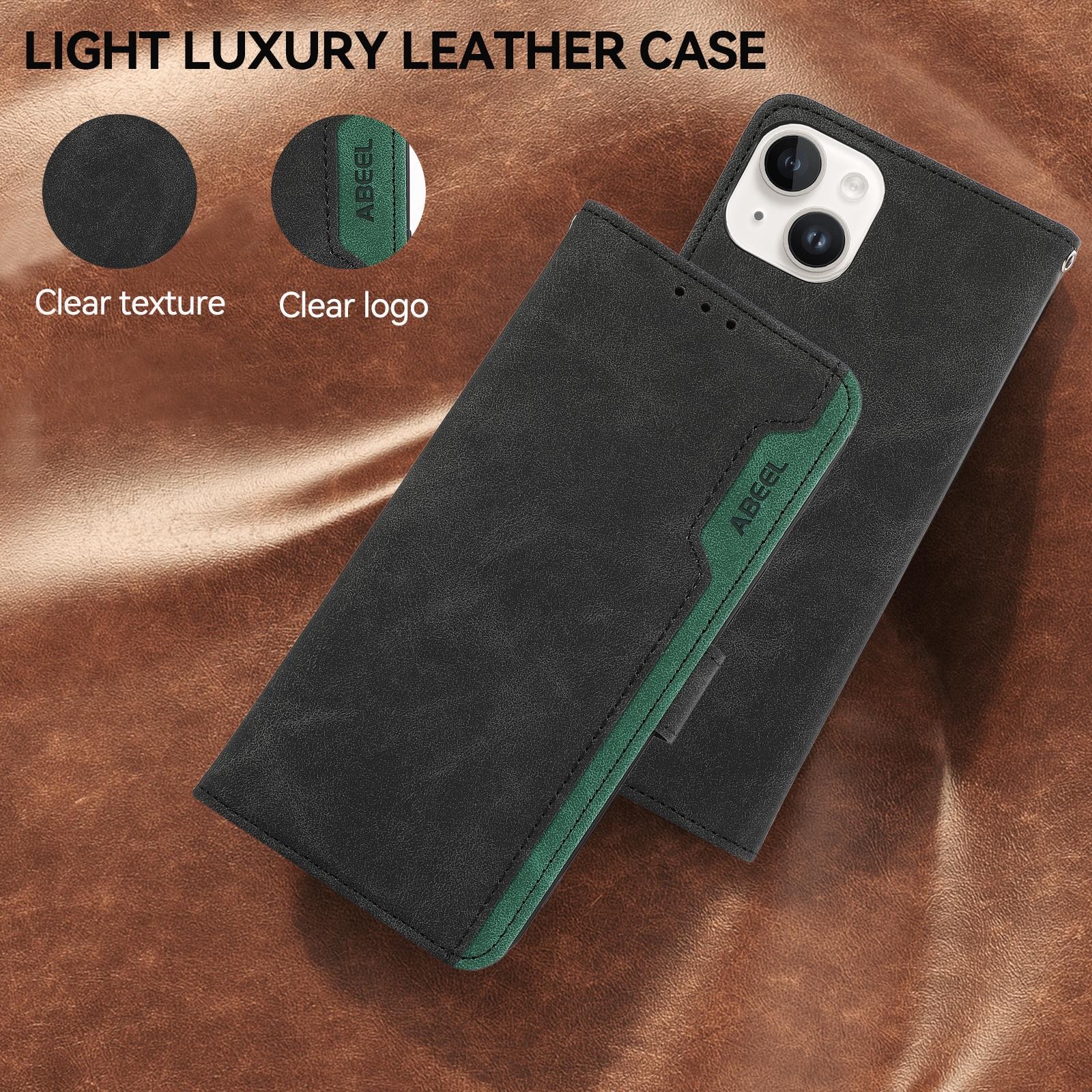 Abeel Xiaomi Redmi Note 15 Pro+ 5G Color Block Magnetic RFID Leather Black-Green-Θήκη Βιβλίο
