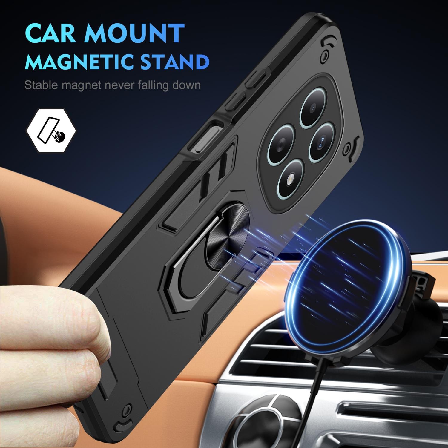 Xiaomi Redmi Note 15 5G / 4G/ Poco M8 5G Shockproof Metal Ring Holder Black-Θήκη Σκληρή