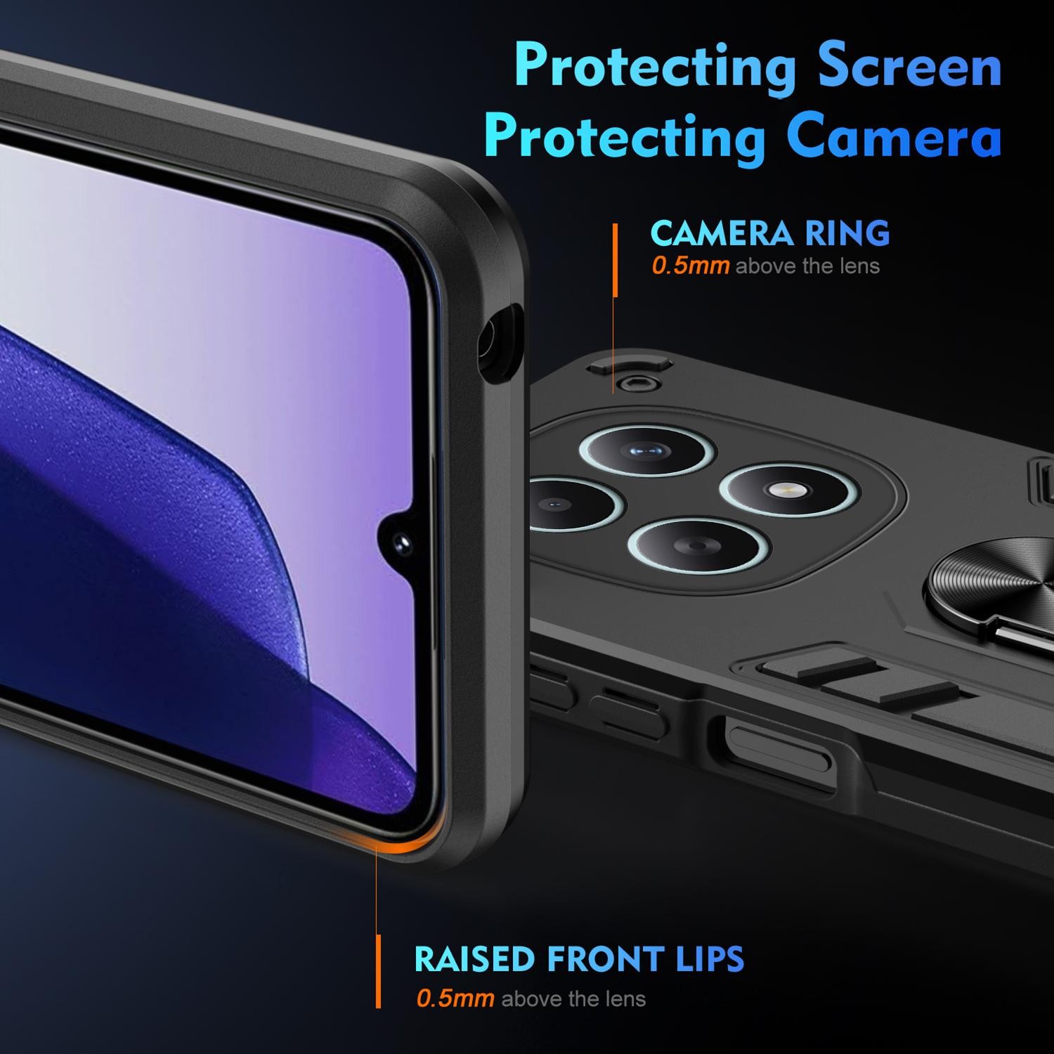Xiaomi Redmi Note 15 5G / 4G/ Poco M8 5G Shockproof Metal Ring Holder Black-Θήκη Σκληρή