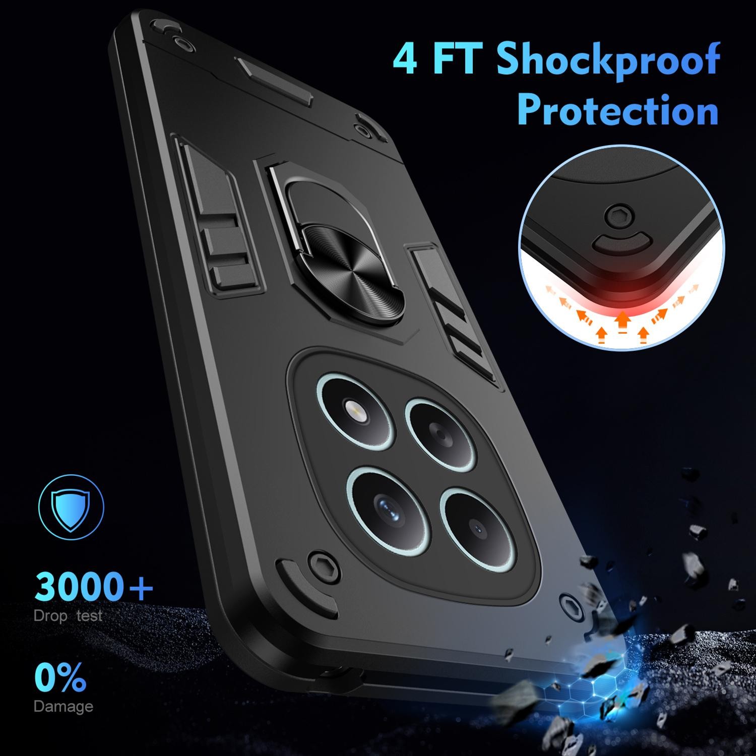 Xiaomi Redmi Note 15 5G / 4G/ Poco M8 5G Shockproof Metal Ring Holder Black-Θήκη Σκληρή