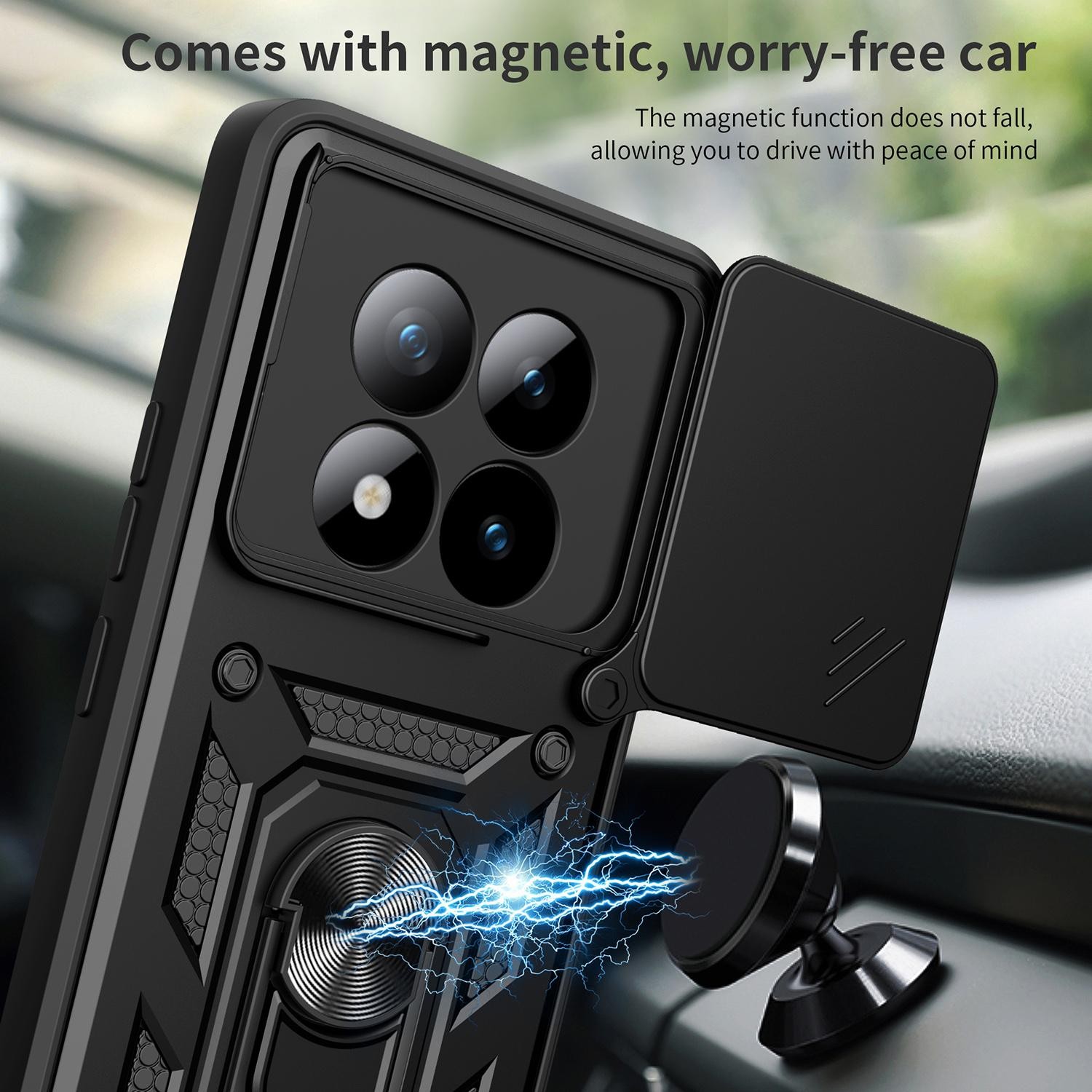 Xiaomi Redmi Note 15 Pro+ 5G Sliding Camera Cover Design TPU+PC Black-Θήκη Σκληρή