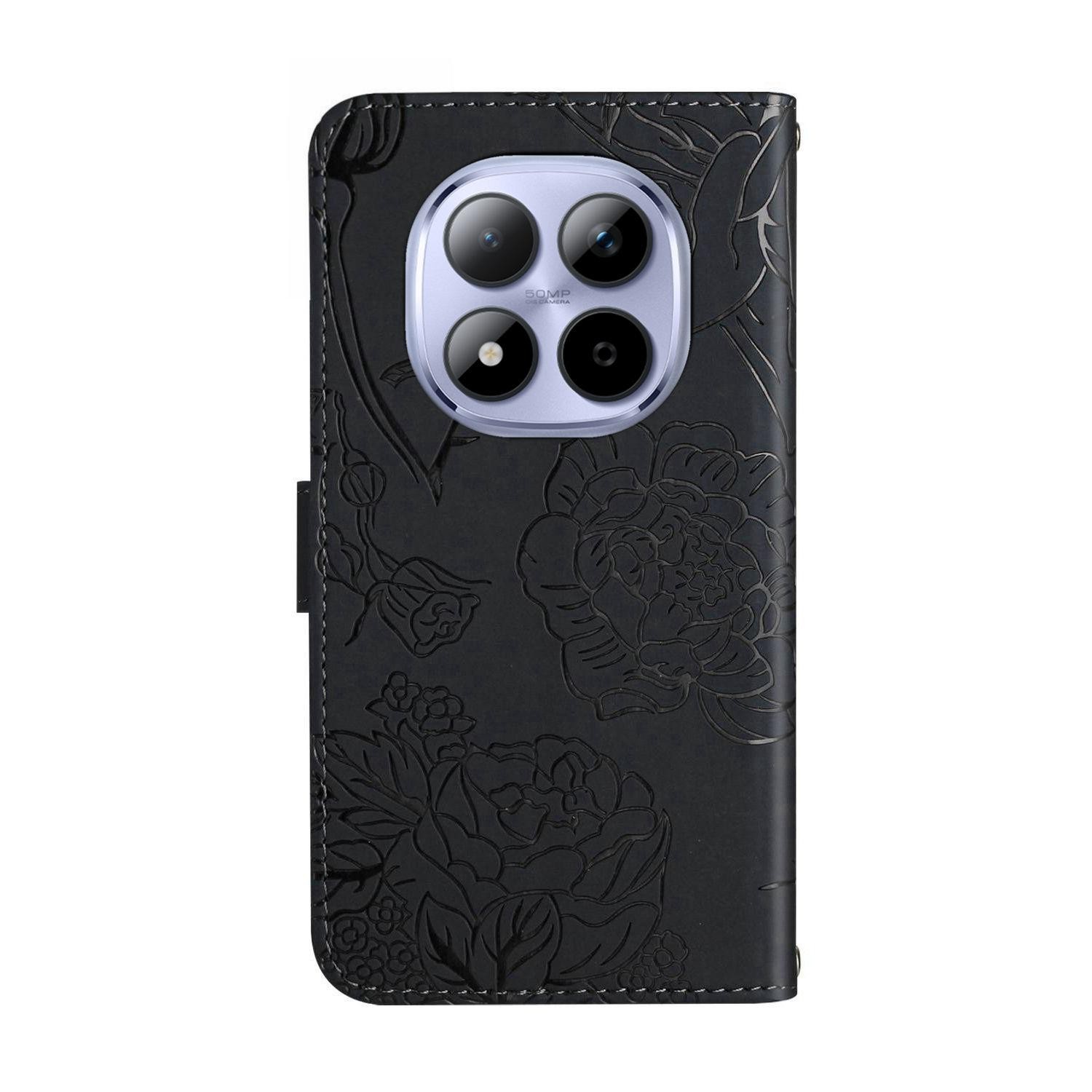 Xiaomi Redmi Note 15 Pro+ 5G Skin Feel Butterfly Embossed Flip Leather Black-Θήκη Βιβλίο