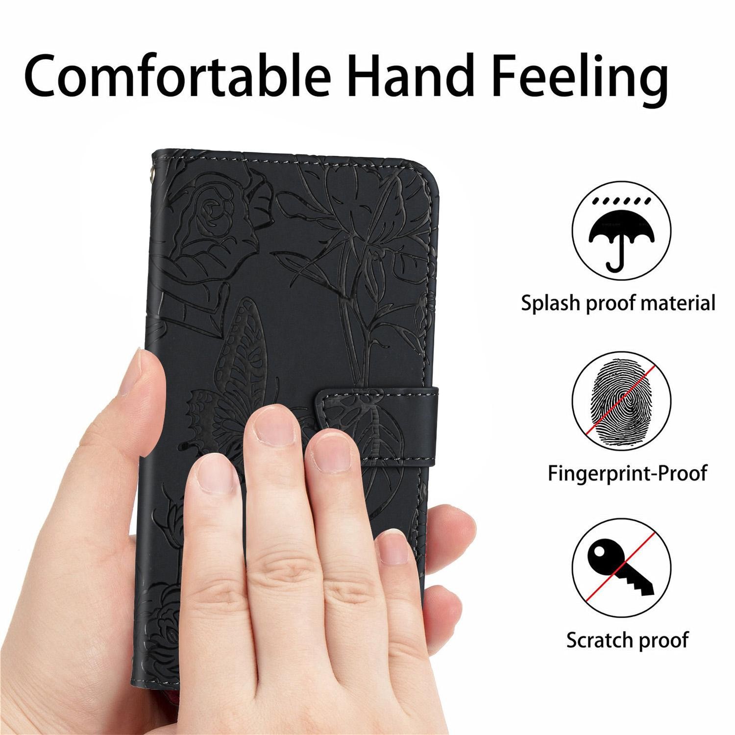 Xiaomi Redmi Note 15 Pro 5G Skin Feel Butterfly Embossed Flip Leather Black-Θήκη Βιβλίο