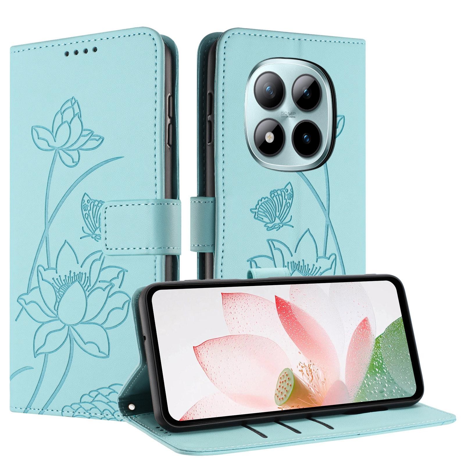Xiaomi Redmi Note 15 Pro+ Global 5G Lotus Embossed Leather with Lanyard Green-Θήκη Βιβλίο