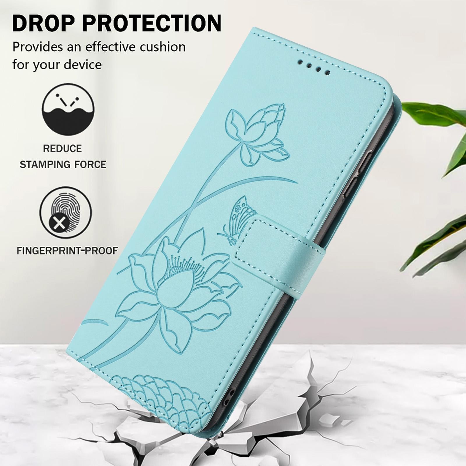Xiaomi Redmi Note 15 Pro+ Global 5G Lotus Embossed Leather with Lanyard Green-Θήκη Βιβλίο