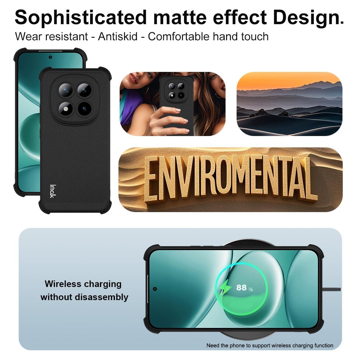 Imak Xiaomi Redmi Note 15 Pro+ 5G Shockproof Airbag TPU Matte Black-Θήκη Σιλικόνης