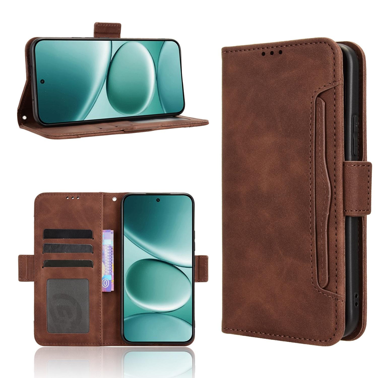 Xiaomi Redmi Note 15 Pro+ 5G /Poco M8 Pro 5G Skin Feel Calf Texture Card Slots Leather Brown-Θήκη Βιβλίο
