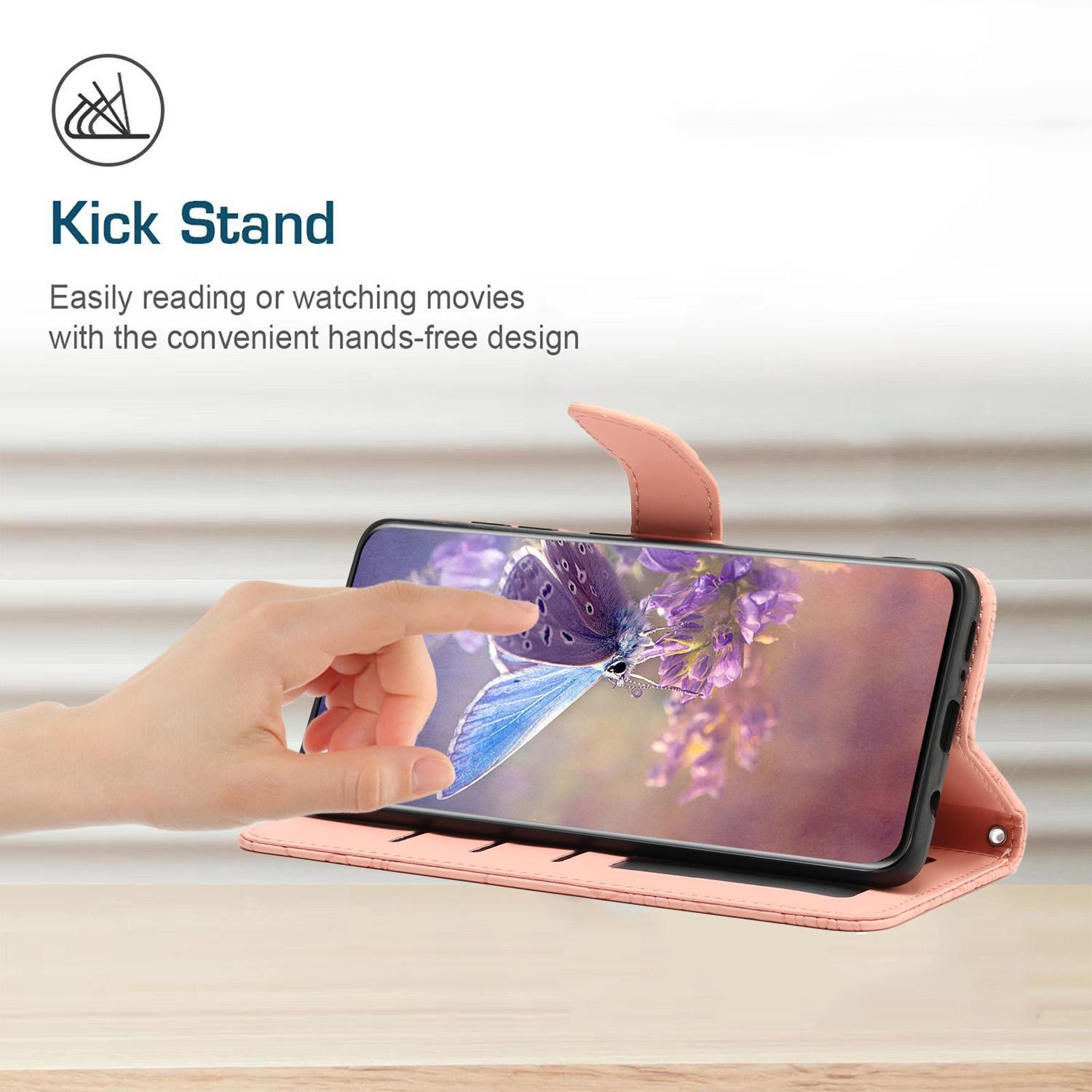 Xiaomi Redmi Note 15 4G/5G/Poco M8 5G Skin Feel Butterfly Embossed Flip Leather Pink-Θήκη Βιβλίο