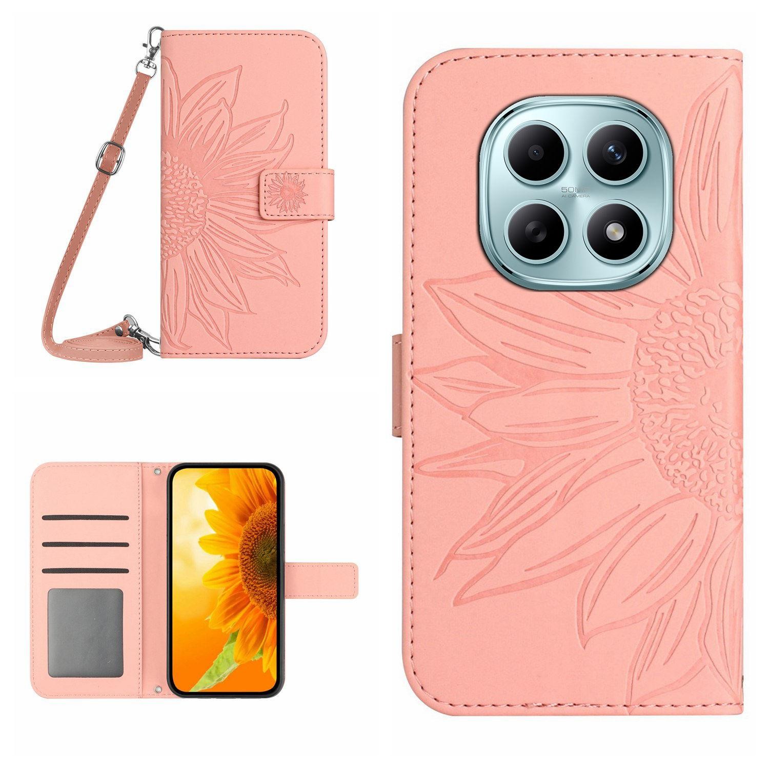 Xiaomi Redmi Note 15 4G/5G/Poco M8 5G Skin Feel Sun Flower Embossed Flip Leather with Lanyard Pink-Θήκη Βιβλίο
