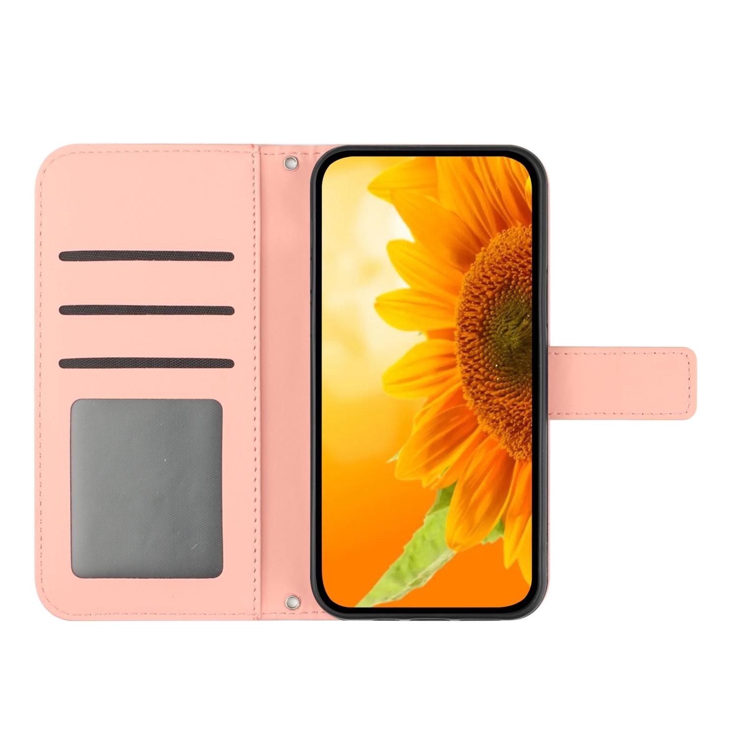 Xiaomi Redmi Note 15 4G/5G/Poco M8 5G Skin Feel Sun Flower Embossed Flip Leather with Lanyard Pink-Θήκη Βιβλίο
