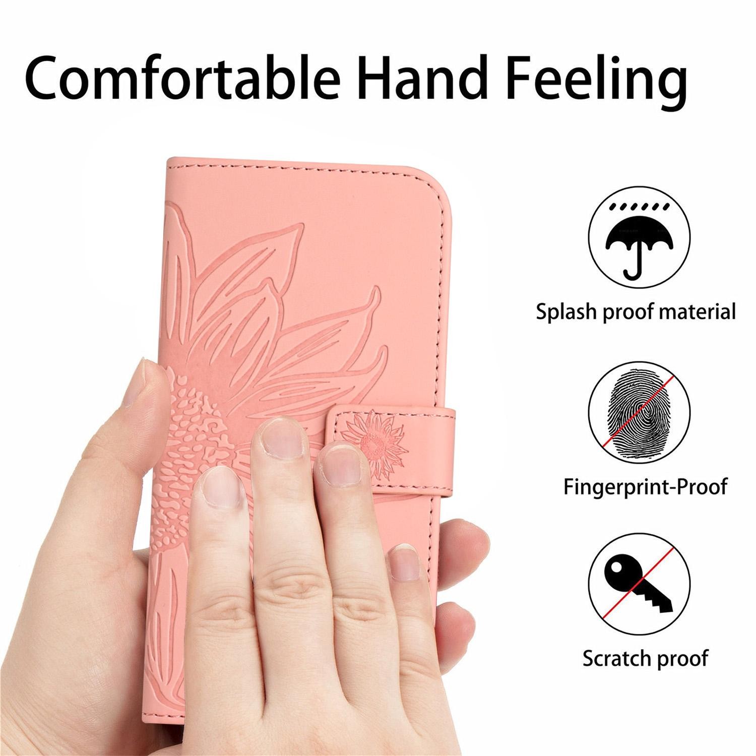 Xiaomi Redmi Note 15 4G/5G/Poco M8 5G Skin Feel Sun Flower Embossed Flip Leather with Lanyard Pink-Θήκη Βιβλίο