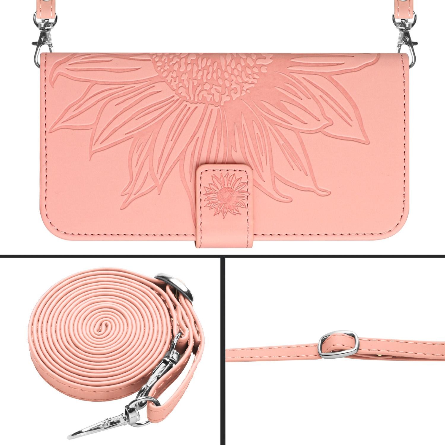 Xiaomi Redmi Note 15 4G/5G/Poco M8 5G Skin Feel Sun Flower Embossed Flip Leather with Lanyard Pink-Θήκη Βιβλίο