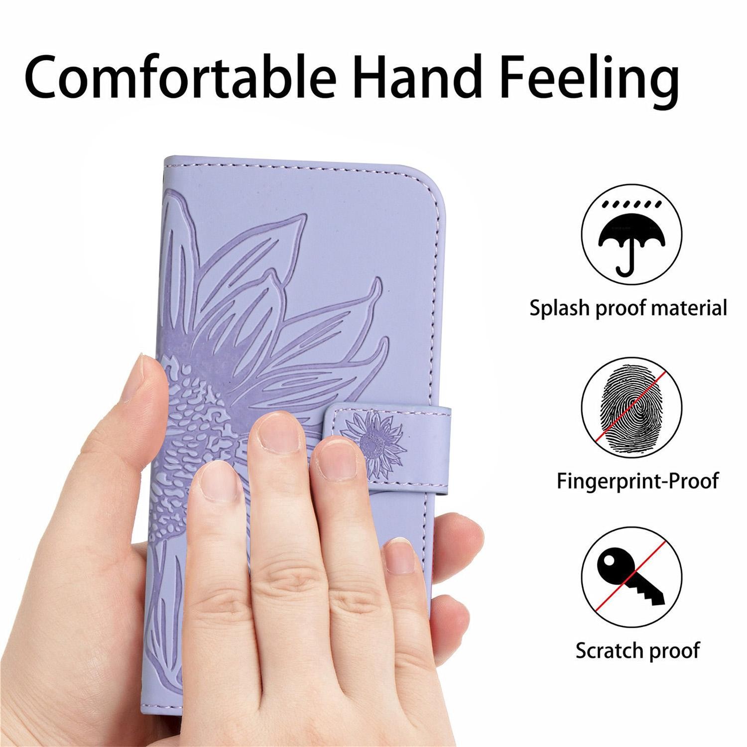 Xiaomi Redmi Note 15 4G/5G/Poco M8 5G Skin Feel Sun Flower Embossed Flip Leather with Lanyard Purple-Θήκη Βιβλίο