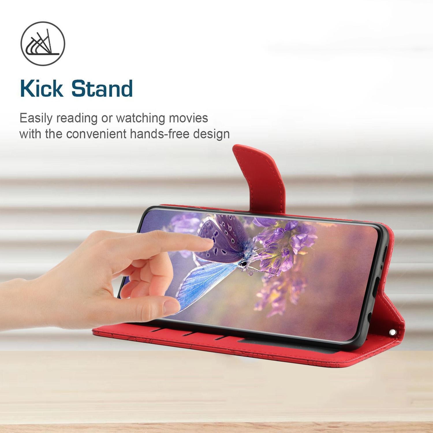 Xiaomi Redmi Note 15 Pro 5G Skin Feel Butterfly Embossed Flip Leather Red-Θήκη Βιβλίο