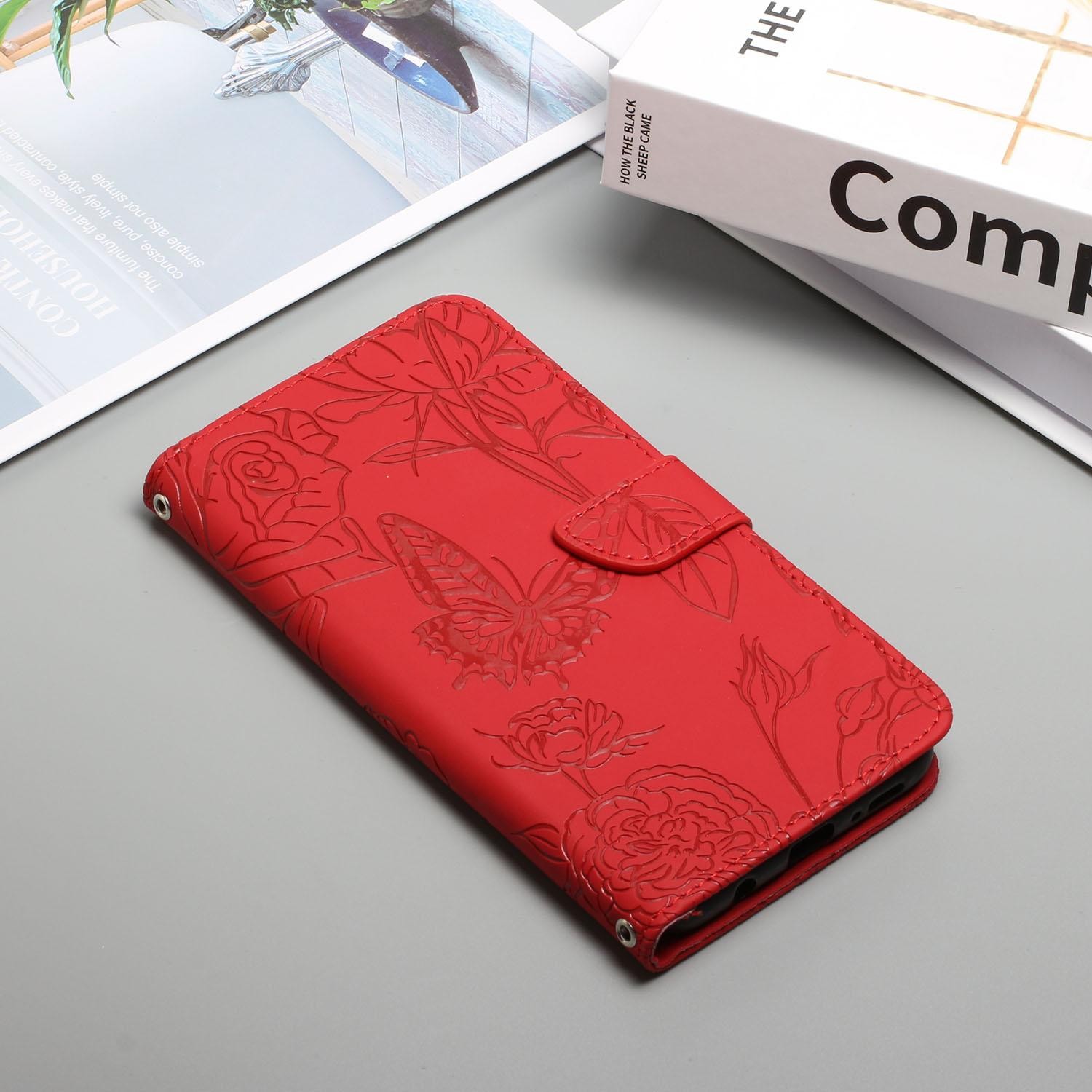 Xiaomi Redmi Note 15 Pro 5G Skin Feel Butterfly Embossed Flip Leather Red-Θήκη Βιβλίο