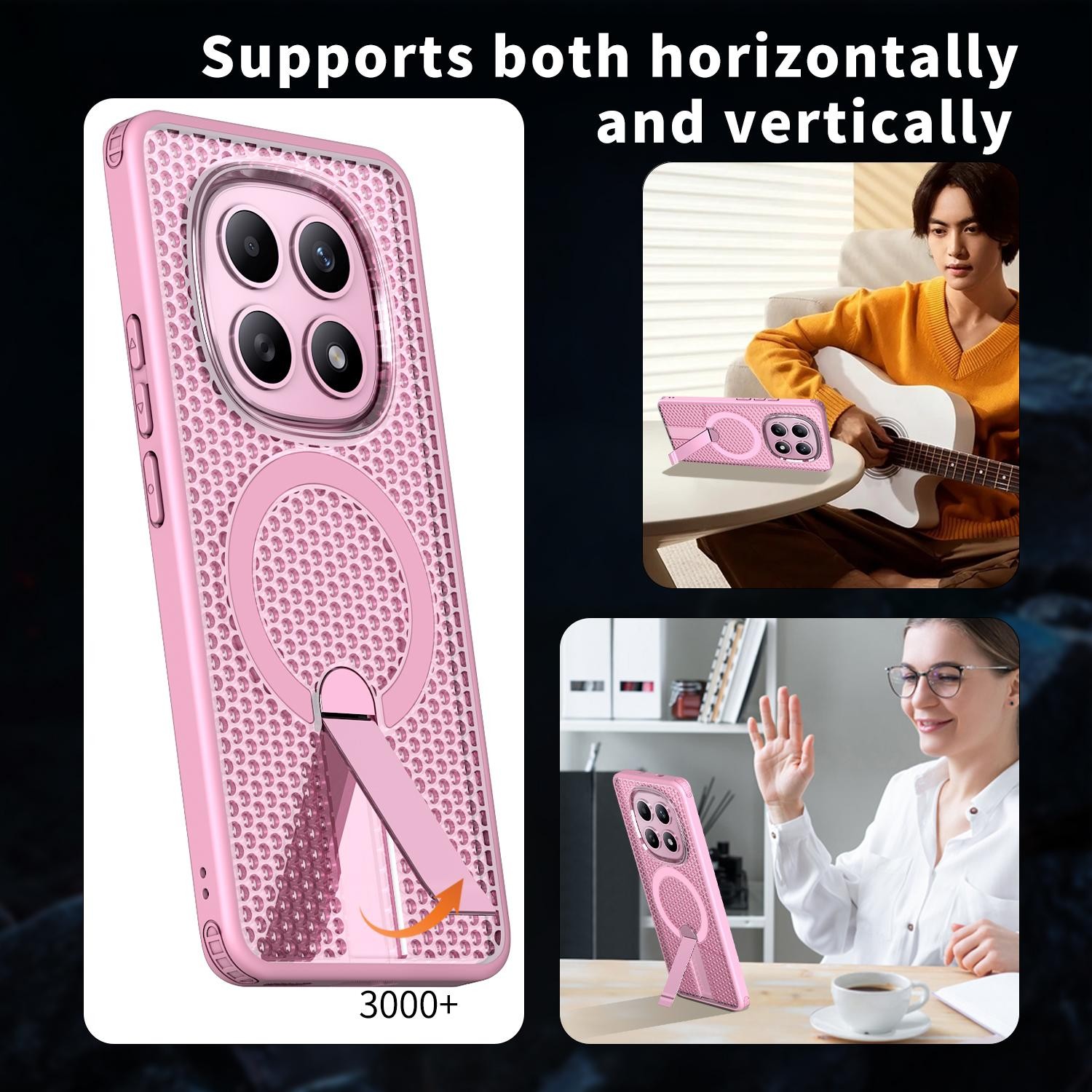 Kalebol Xiaomi Redmi Note 15 4G / 5G Honeycomb Cooling MagSafe Holder Cherry Blossom Pink-Θήκη Σκληρή