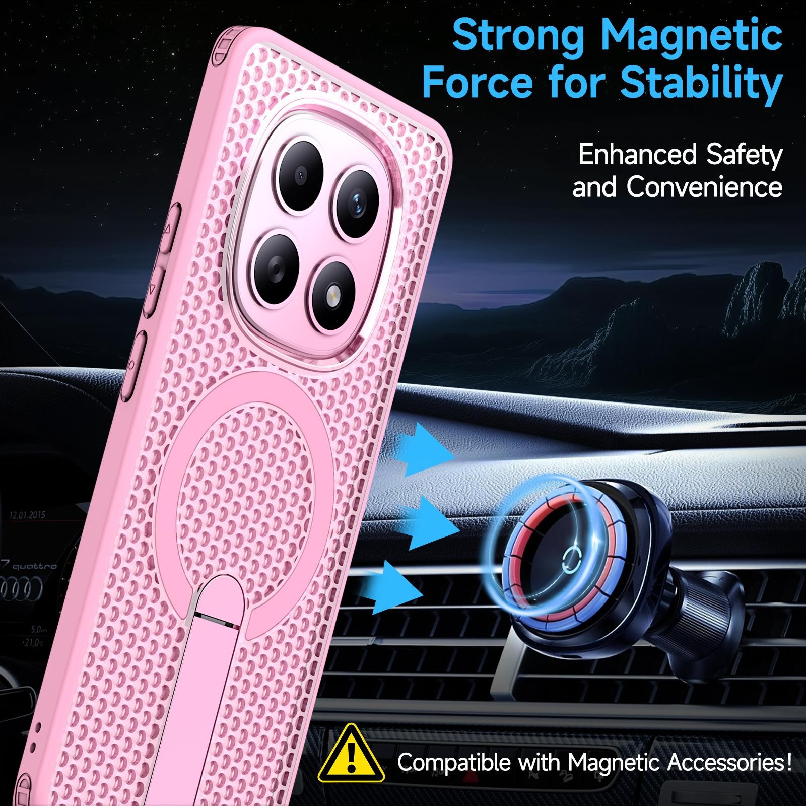Kalebol Xiaomi Redmi Note 15 4G / 5G Honeycomb Cooling MagSafe Holder Cherry Blossom Pink-Θήκη Σκληρή