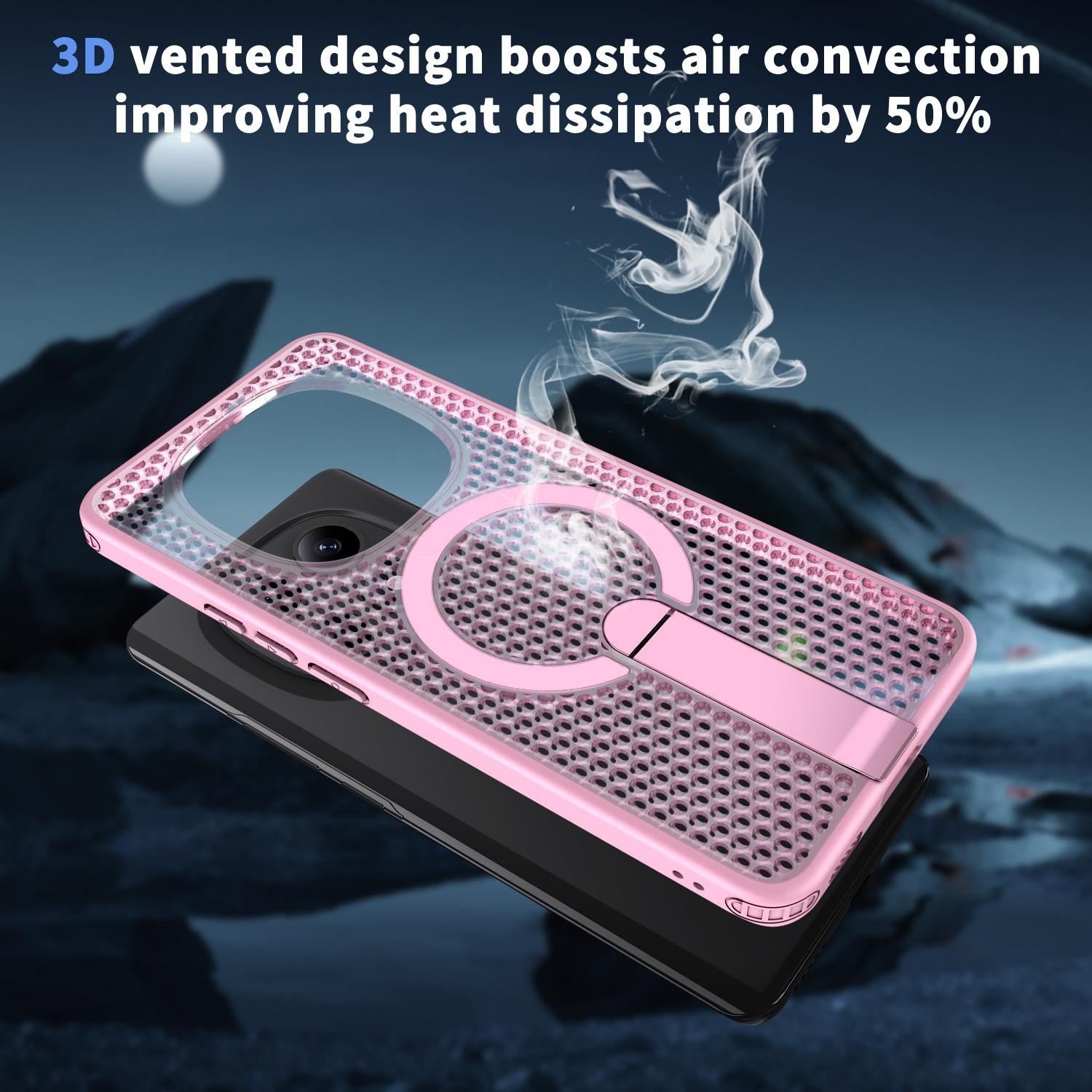 Kalebol Xiaomi Redmi Note 15 4G / 5G Honeycomb Cooling MagSafe Holder Cherry Blossom Pink-Θήκη Σκληρή