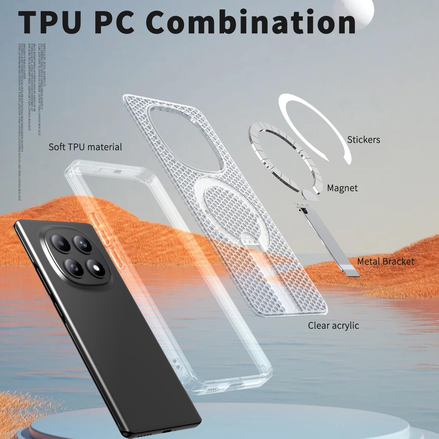 Kalebol Xiaomi Redmi Note 15 4G / 5G Honeycomb Cooling MagSafe Holder-Θήκη Σκληρή Διάφανη