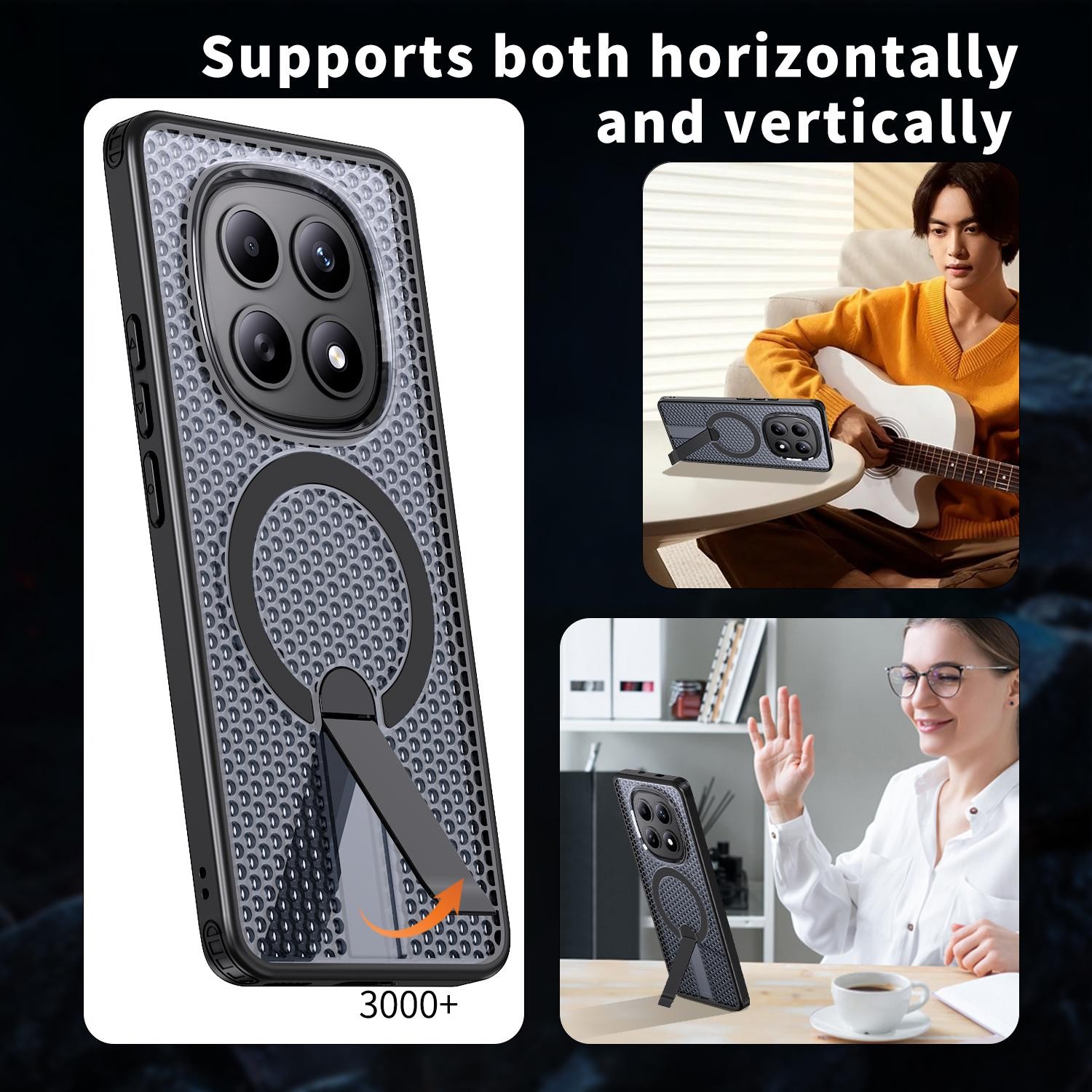 Kalebol Xiaomi Redmi Note 15 4G / 5G Honeycomb Cooling MagSafe Holder Black-Θήκη Σκληρή