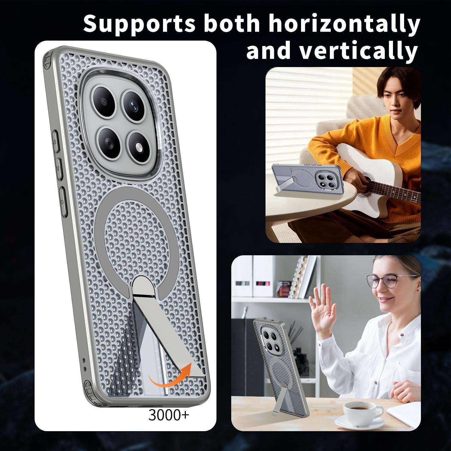 Kalebol Xiaomi Redmi Note 15 4G / 5G Honeycomb Cooling MagSafe Holder Titanium Grey-Θήκη Σκληρή