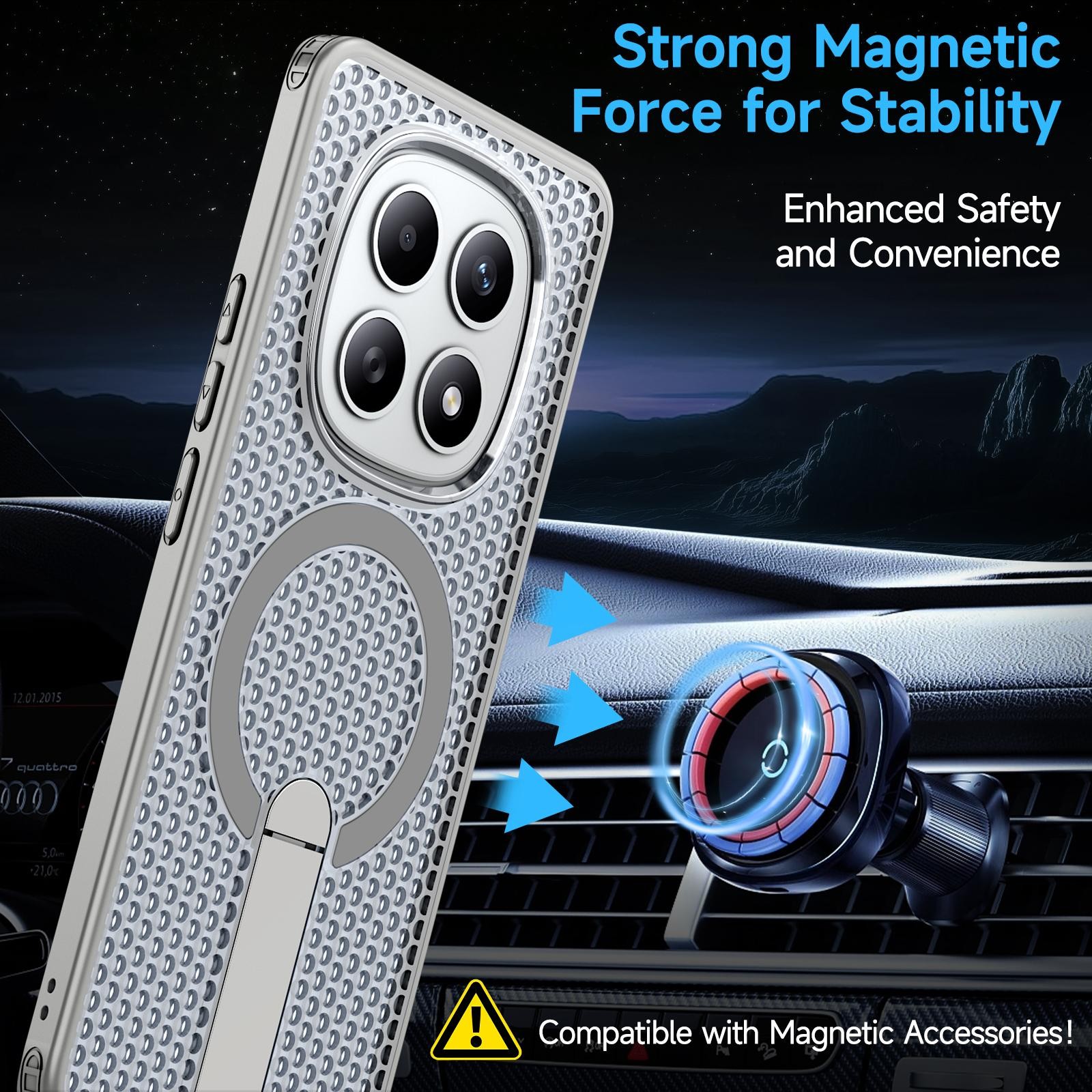 Kalebol Xiaomi Redmi Note 15 4G / 5G Honeycomb Cooling MagSafe Holder Titanium Grey-Θήκη Σκληρή