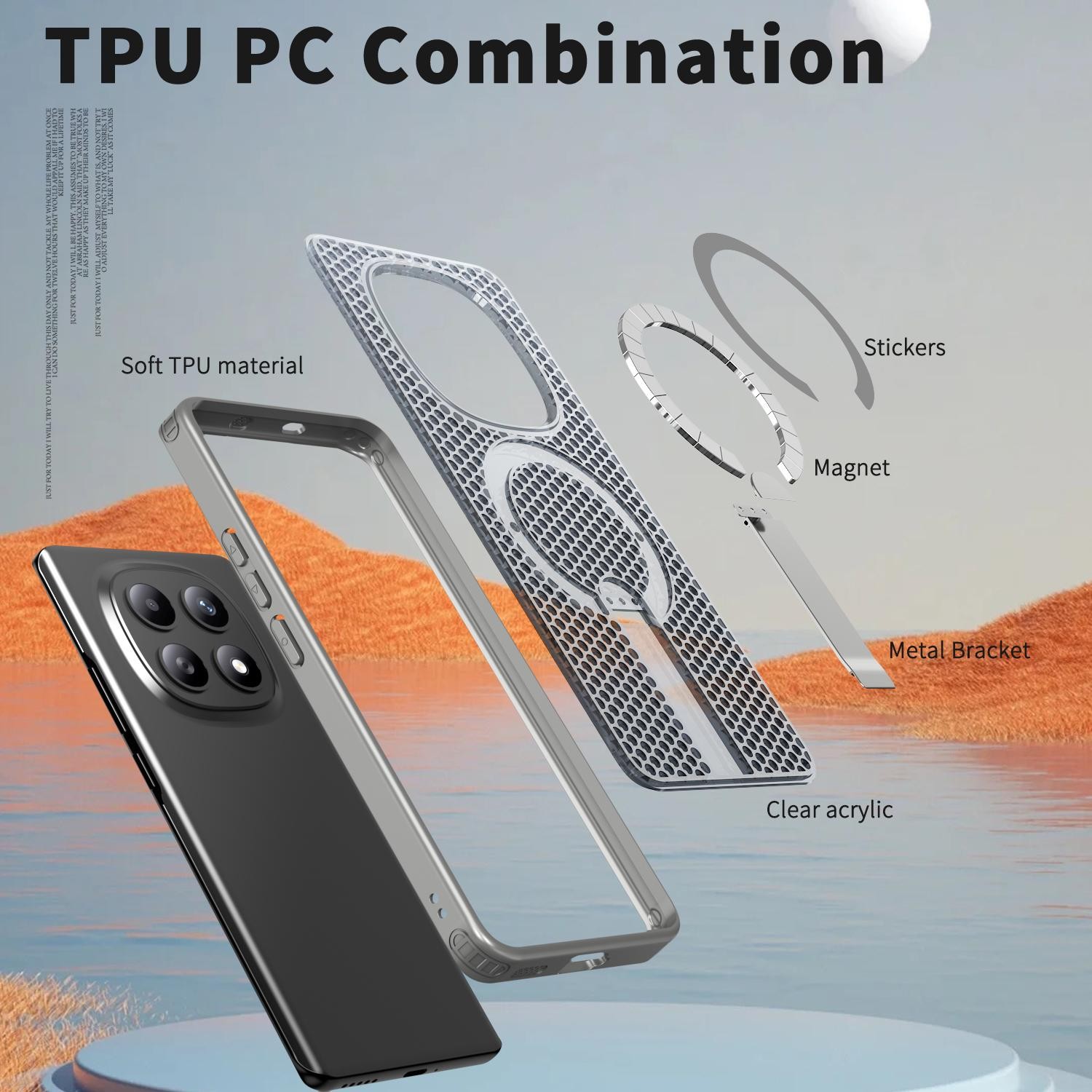 Kalebol Xiaomi Redmi Note 15 4G / 5G Honeycomb Cooling MagSafe Holder Titanium Grey-Θήκη Σκληρή