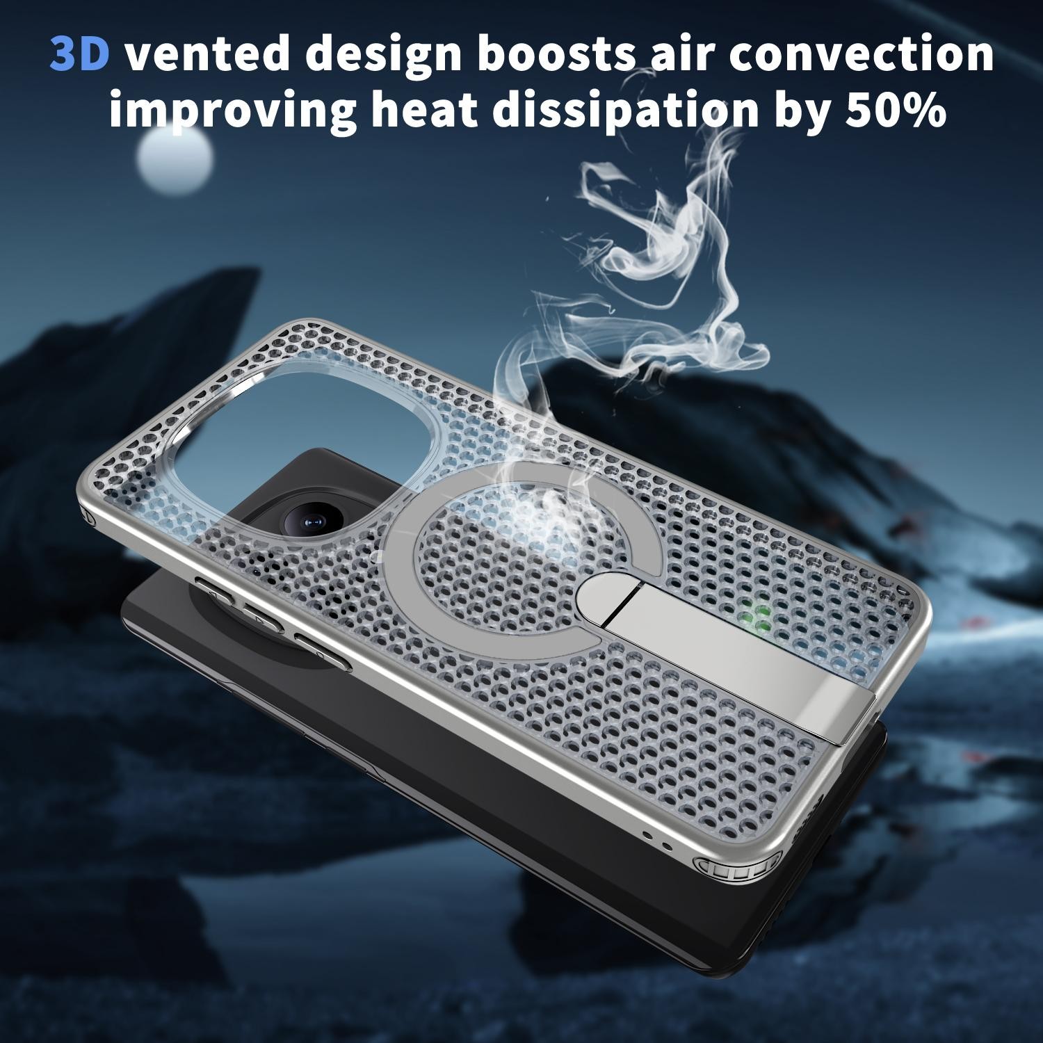 Kalebol Xiaomi Redmi Note 15 4G / 5G Honeycomb Cooling MagSafe Holder Titanium Grey-Θήκη Σκληρή