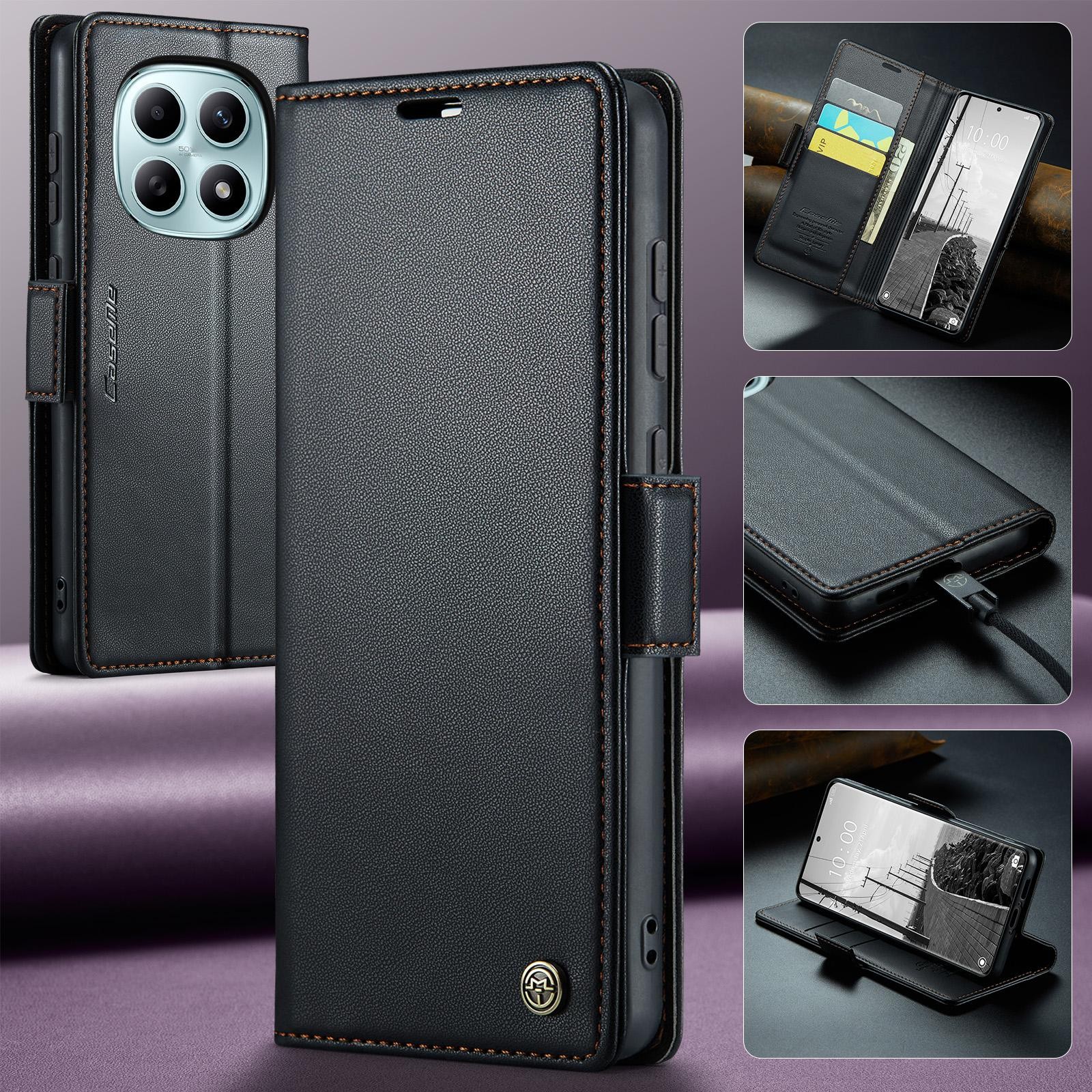 CaseMe 023 Xiaomi Redmi Note 15 4G / 5G/Poco M8 5G RFID Θήκη Πορτοφόλι Δερμάτινη - Black