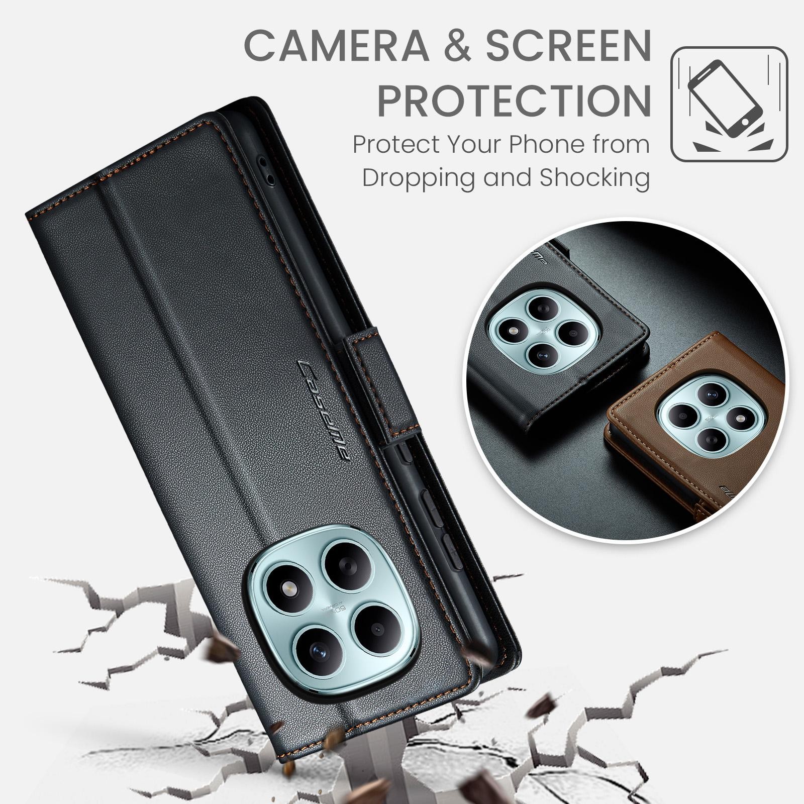 CaseMe 023 Xiaomi Redmi Note 15 4G / 5G/Poco M8 5G RFID Θήκη Πορτοφόλι Δερμάτινη - Black