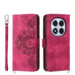 Xiaomi Redmi Note 15 Pro 4G Skin Feel Flowers Embossed Wallet Leather Wine Red-Θήκη Βιβλίο