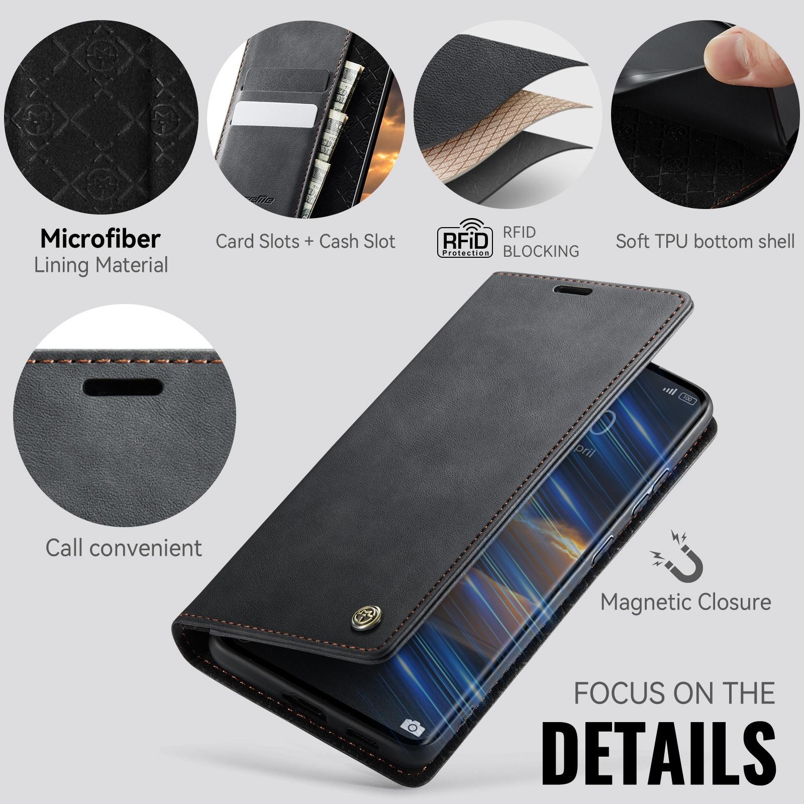 CaseMe 033 Xiaomi Redmi Note 15 4G /5G/Poco M8 5G RFID Retro Θήκη Βιβλίο Δερμάτινη - Black