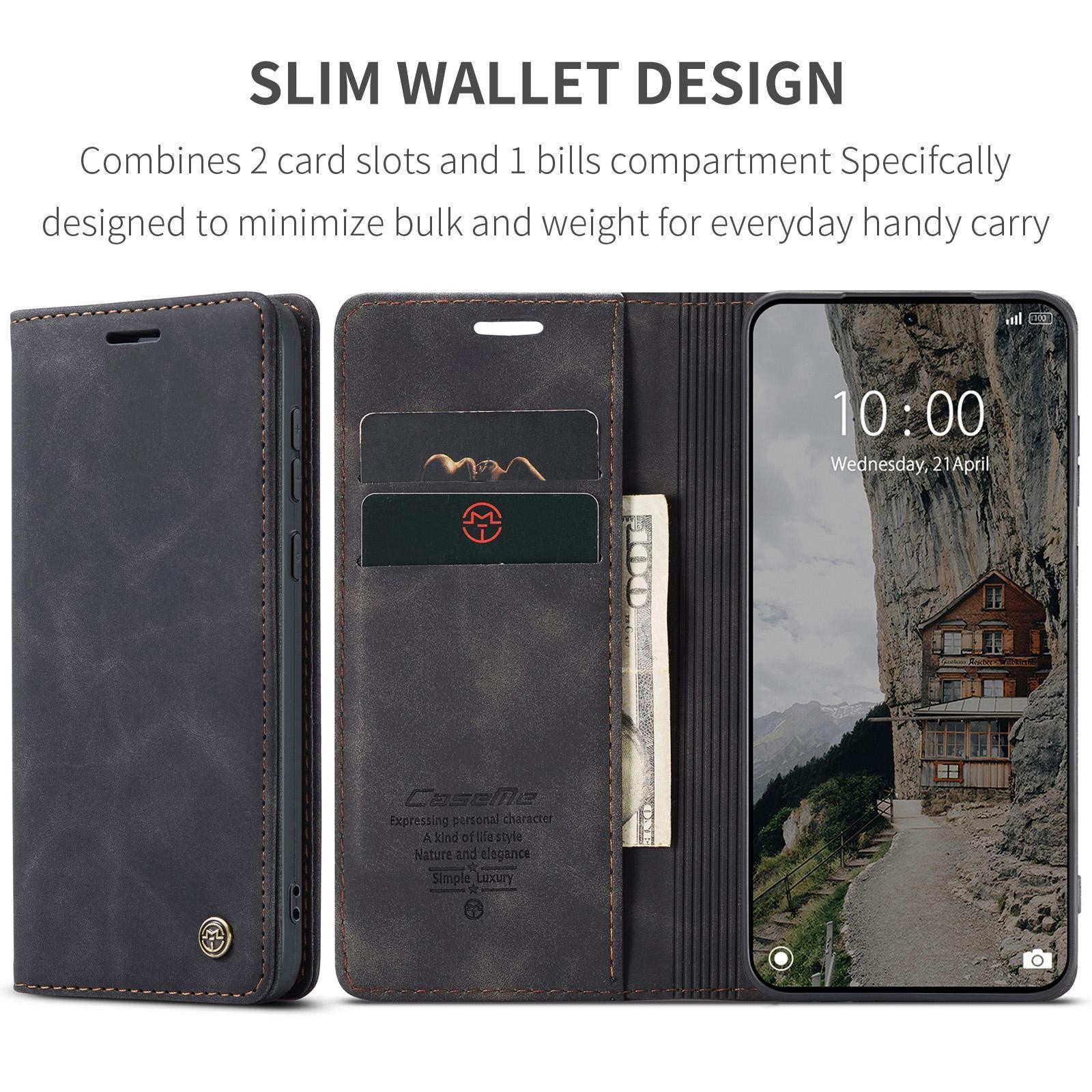 CaseMe 013 Xiaomi Redmi Note 15 Pro+ 5G Retro Leather Θήκη Βιβλίο - Black