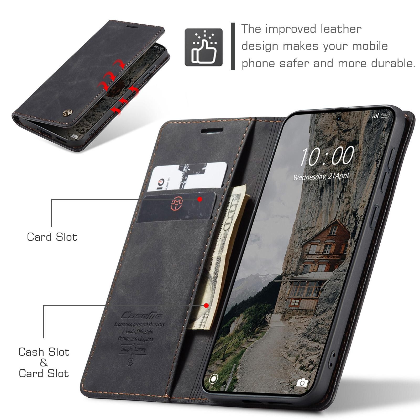 CaseMe 013 Xiaomi Redmi Note 15 Pro+ 5G Retro Leather Θήκη Βιβλίο - Black