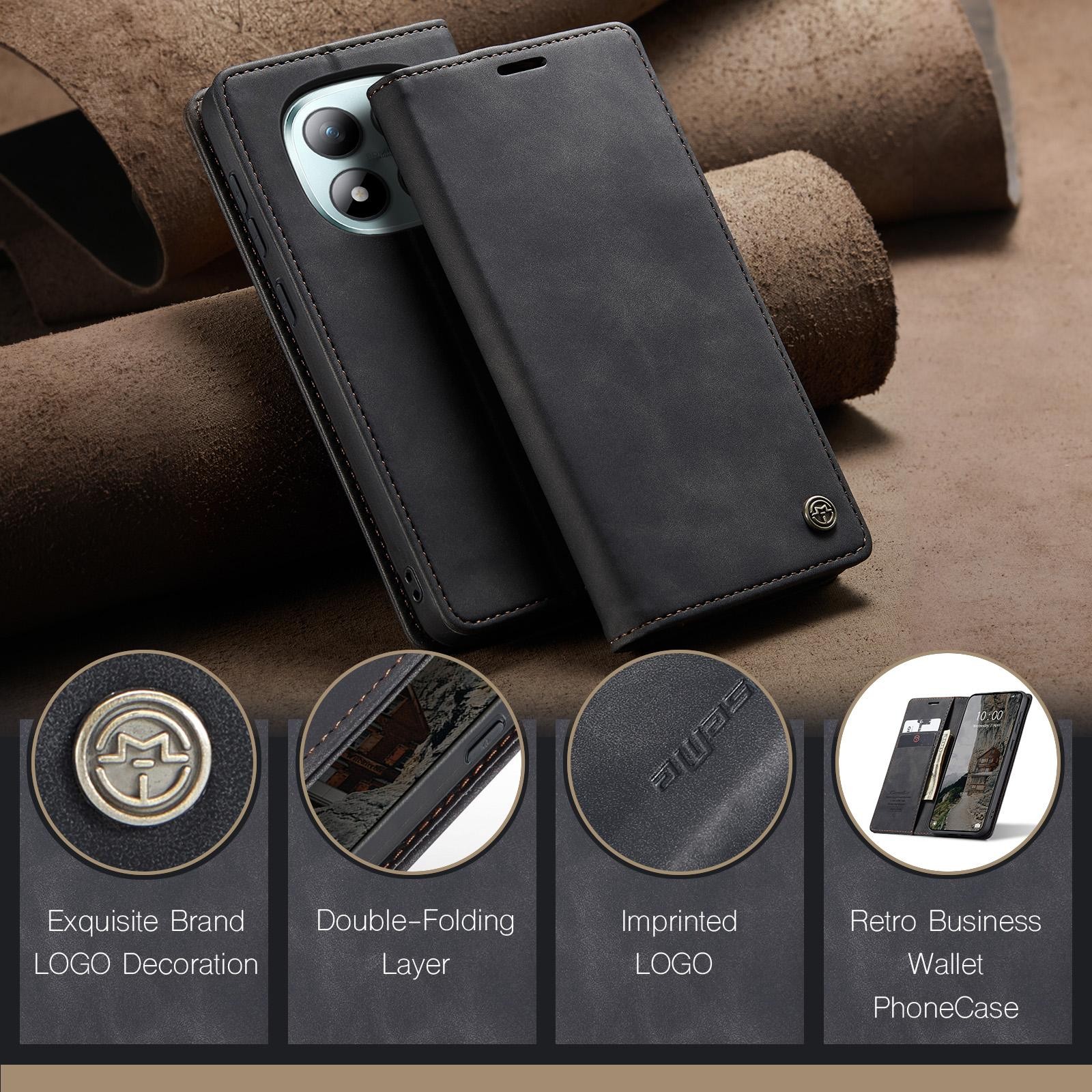 CaseMe 013 Xiaomi Redmi Note 15 Pro+ 5G Retro Leather Θήκη Βιβλίο - Black