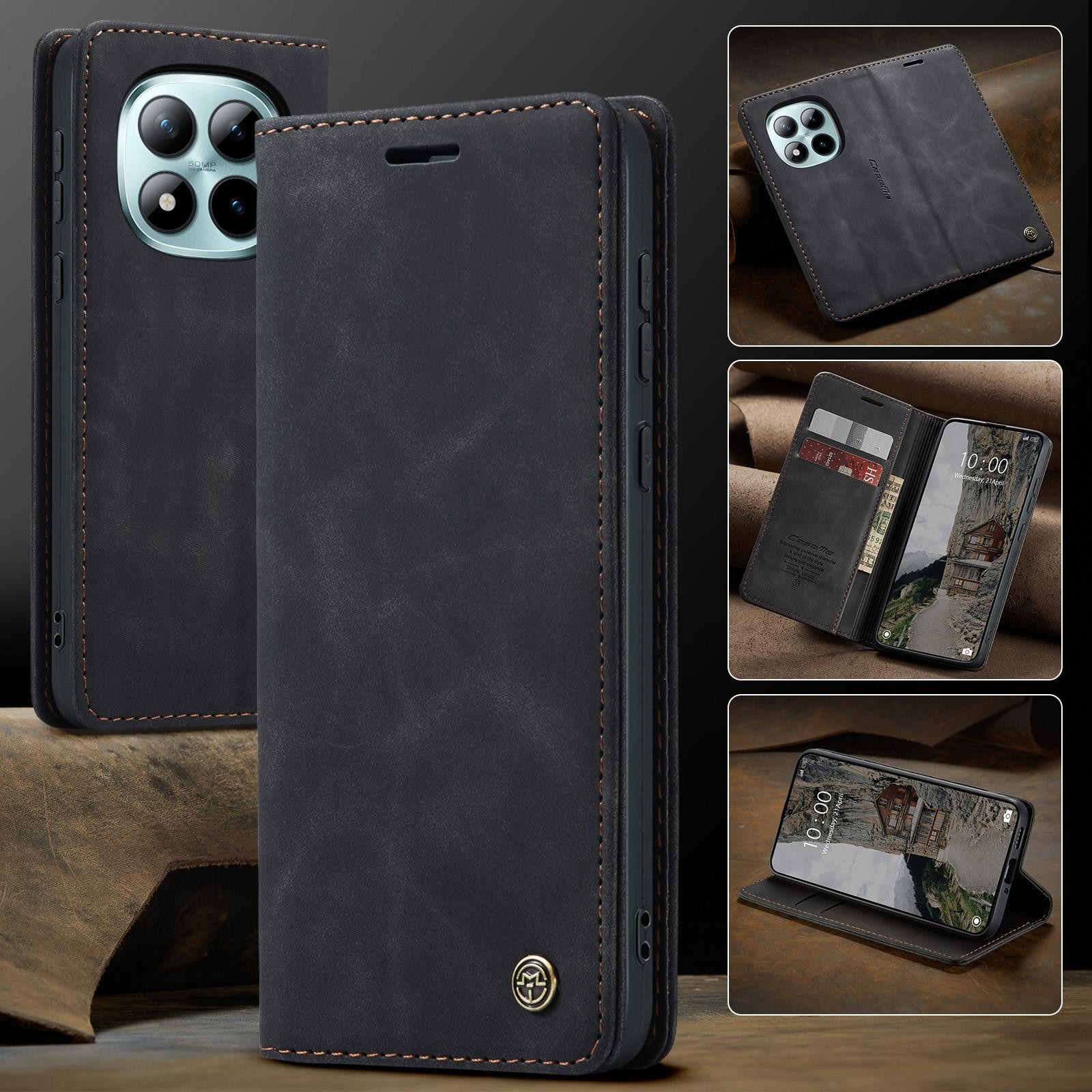 CaseMe 013 Xiaomi Redmi Note 15 Pro+ 5G Retro Leather Θήκη Βιβλίο - Black