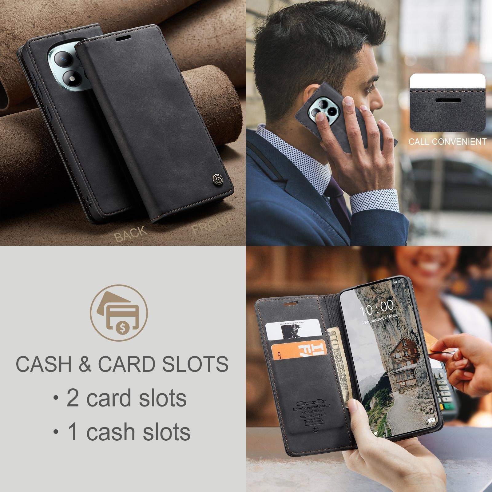 CaseMe 013 Xiaomi Redmi Note 15 Pro+ 5G Retro Leather Θήκη Βιβλίο - Black