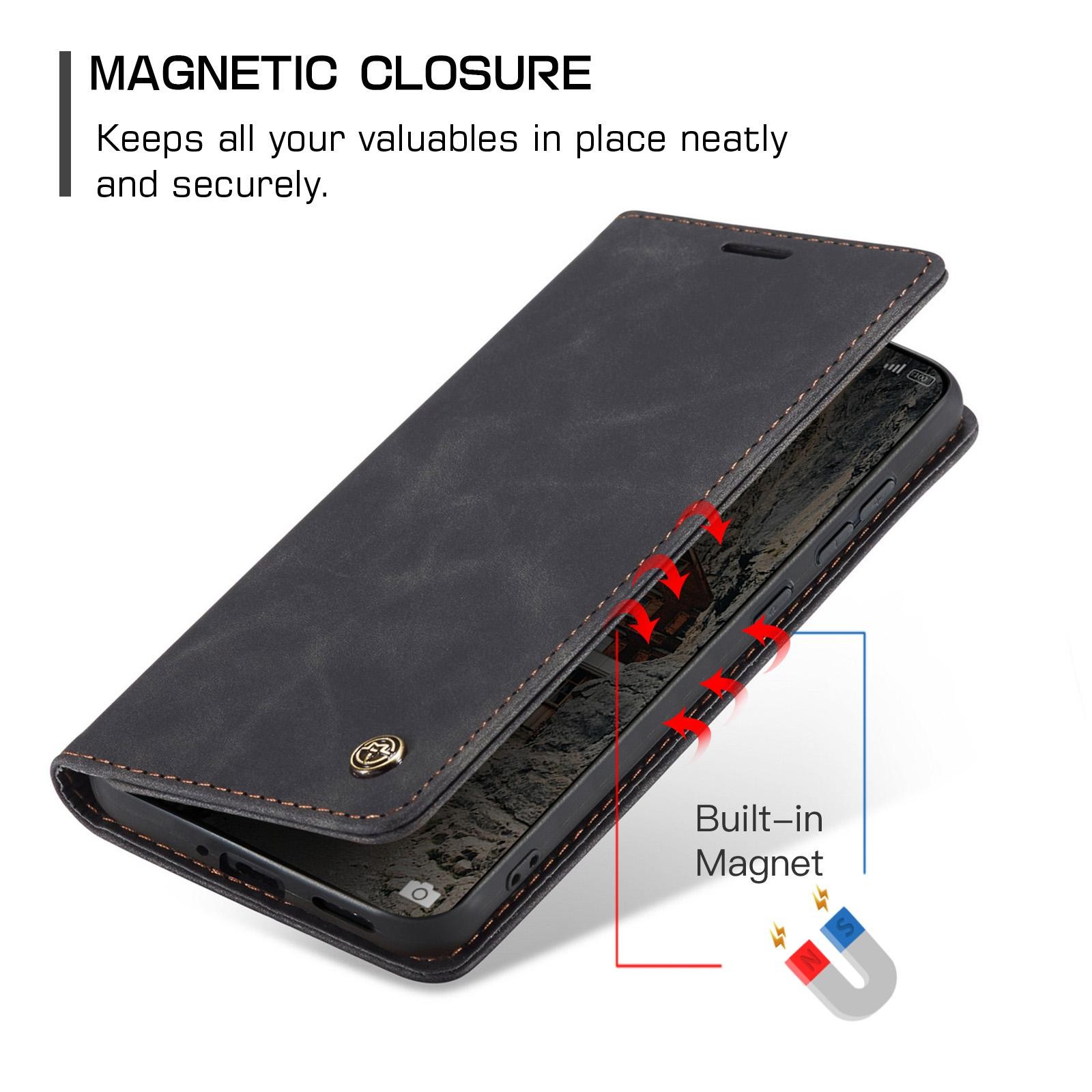 CaseMe 013 Xiaomi Redmi Note 15 Pro+ 5G Retro Leather Θήκη Βιβλίο - Black