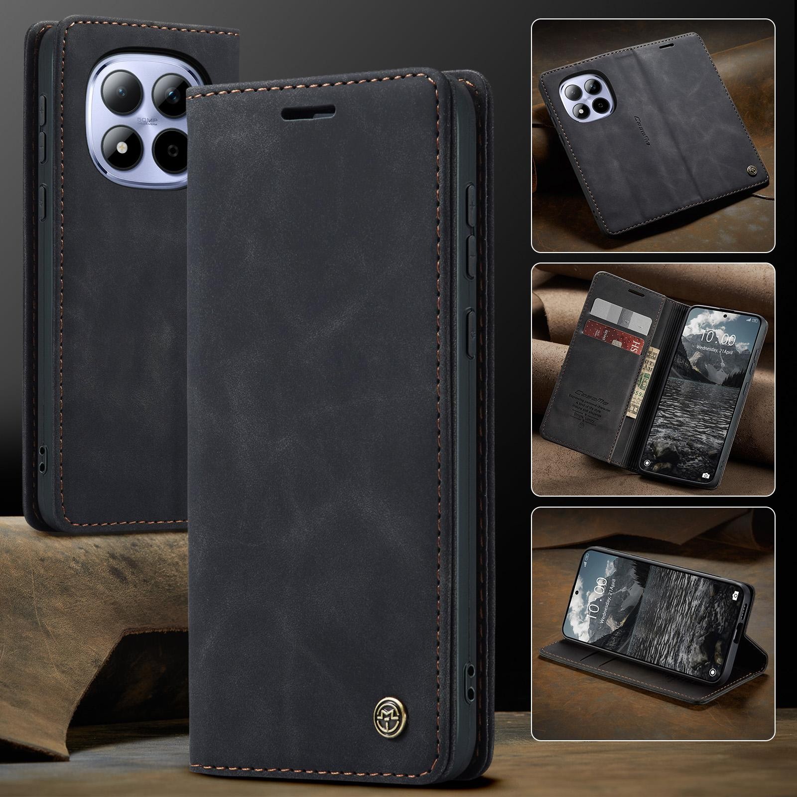 CaseMe 013 Xiaomi Redmi Note 15 Pro 4G Retro Leather Θήκη Βιβλίο - Black