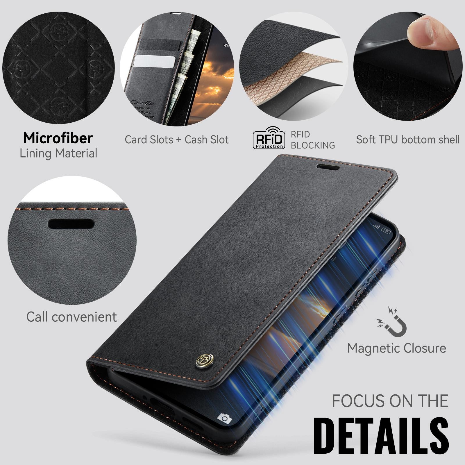 CaseMe 033 Xiaomi Redmi Note 15 Pro Plus 5G/Poco M8 Pro 5G RFID Retro Θήκη Βιβλίο Δερμάτινη - Black