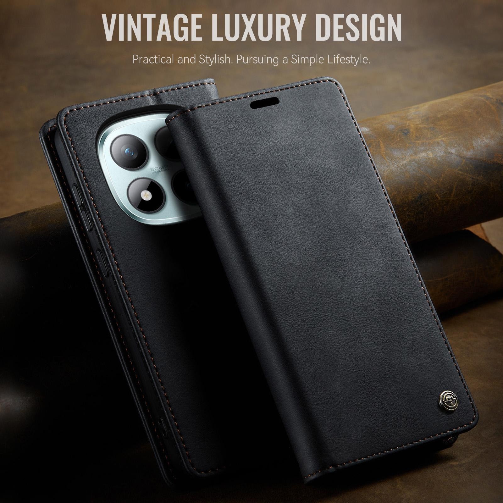 CaseMe 033 Xiaomi Redmi Note 15 Pro Plus 5G/Poco M8 Pro 5G RFID Retro Θήκη Βιβλίο Δερμάτινη - Black