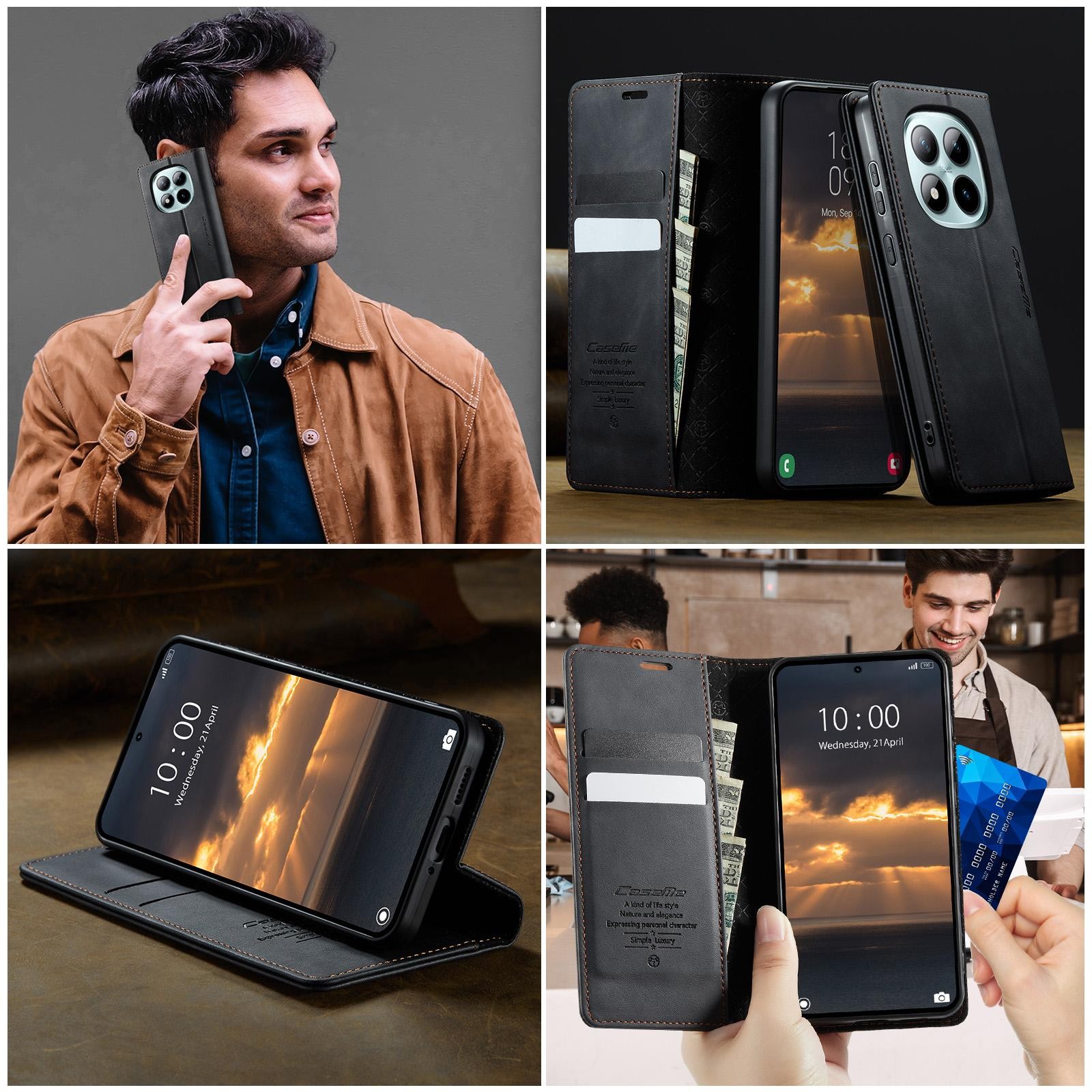 CaseMe 033 Xiaomi Redmi Note 15 Pro Plus 5G/Poco M8 Pro 5G RFID Retro Θήκη Βιβλίο Δερμάτινη - Black