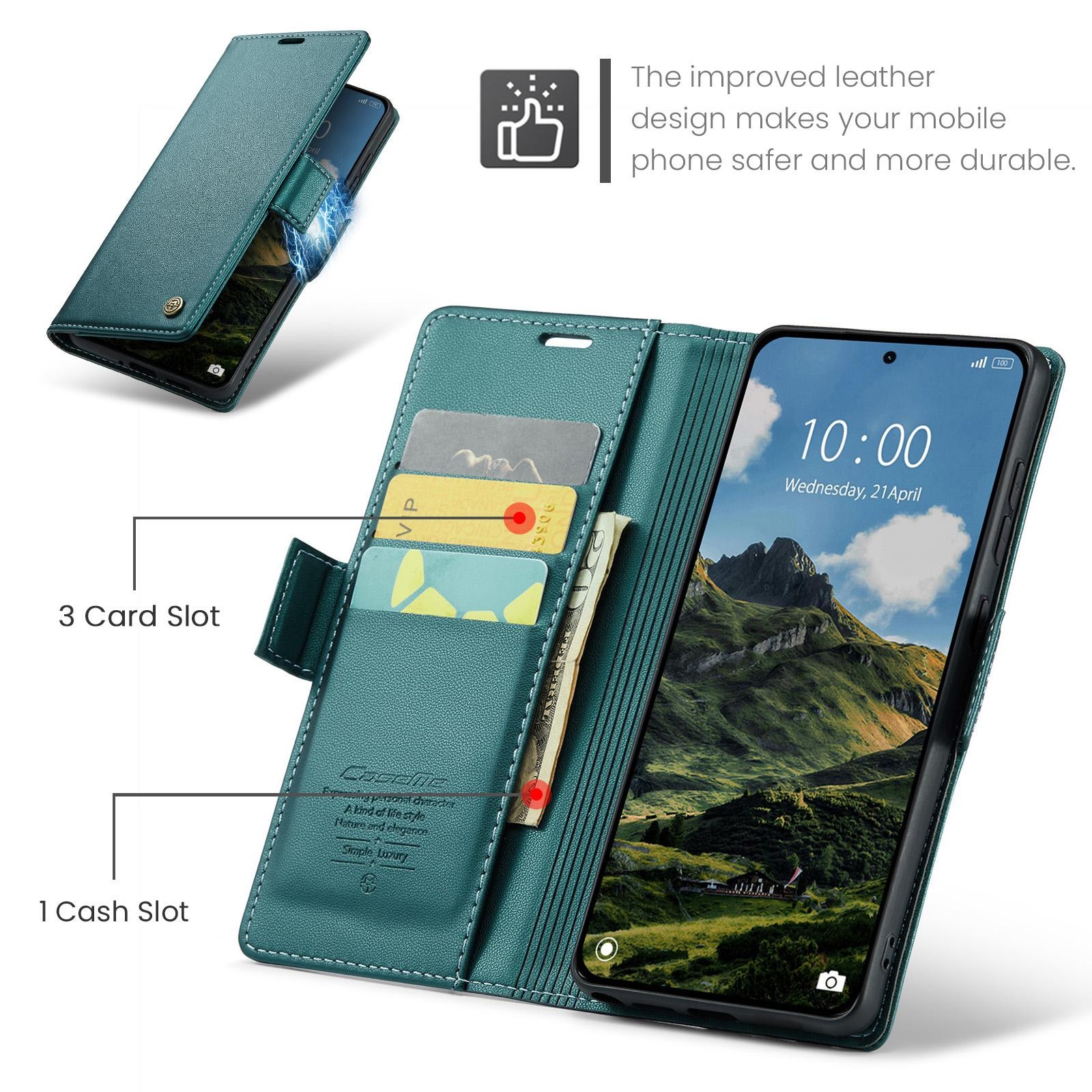 CaseMe 023 Xiaomi Redmi Note 15 Pro+ 5G RFID Θήκη Πορτοφόλι Δερμάτινη - Green