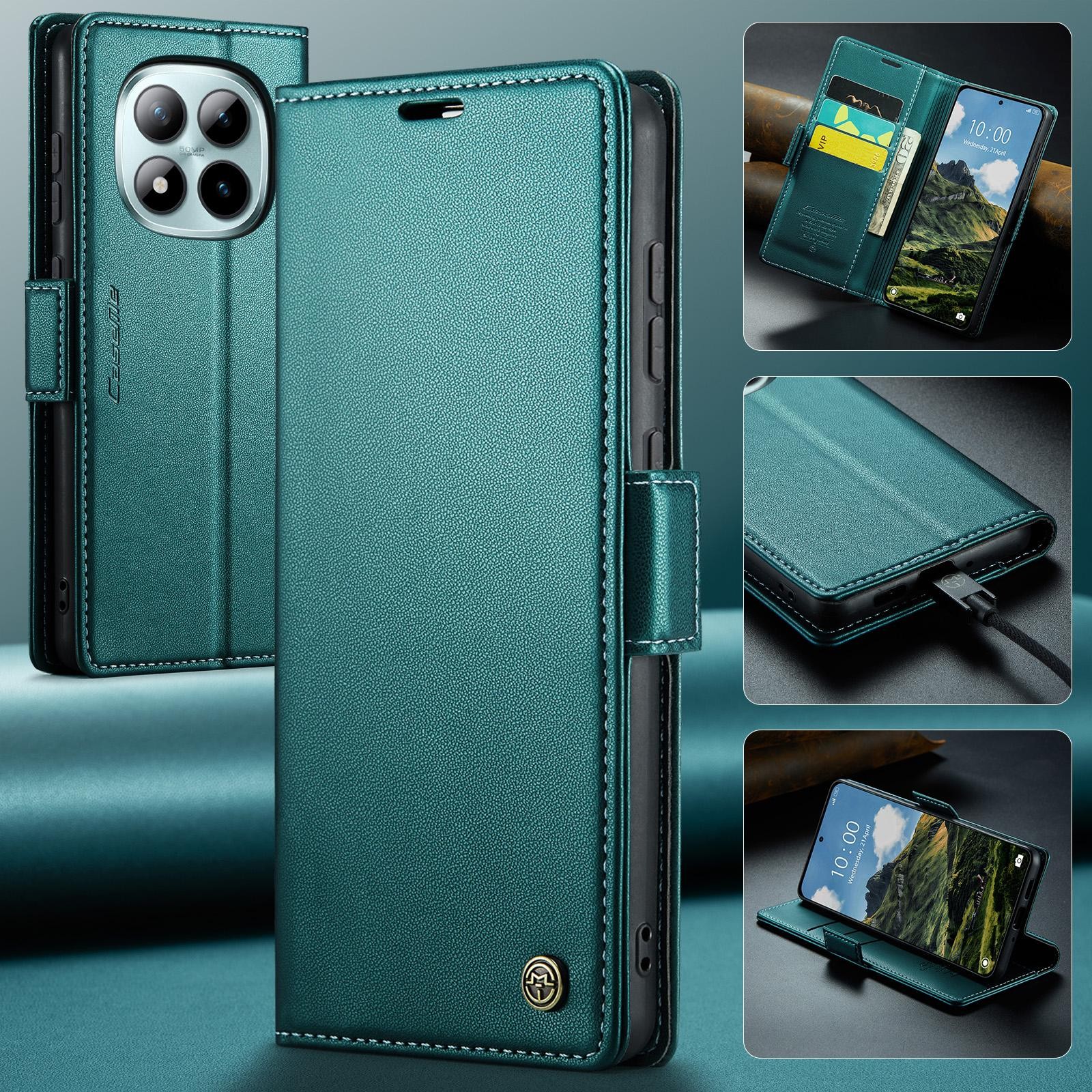 CaseMe 023 Xiaomi Redmi Note 15 Pro+ 5G RFID Θήκη Πορτοφόλι Δερμάτινη - Green