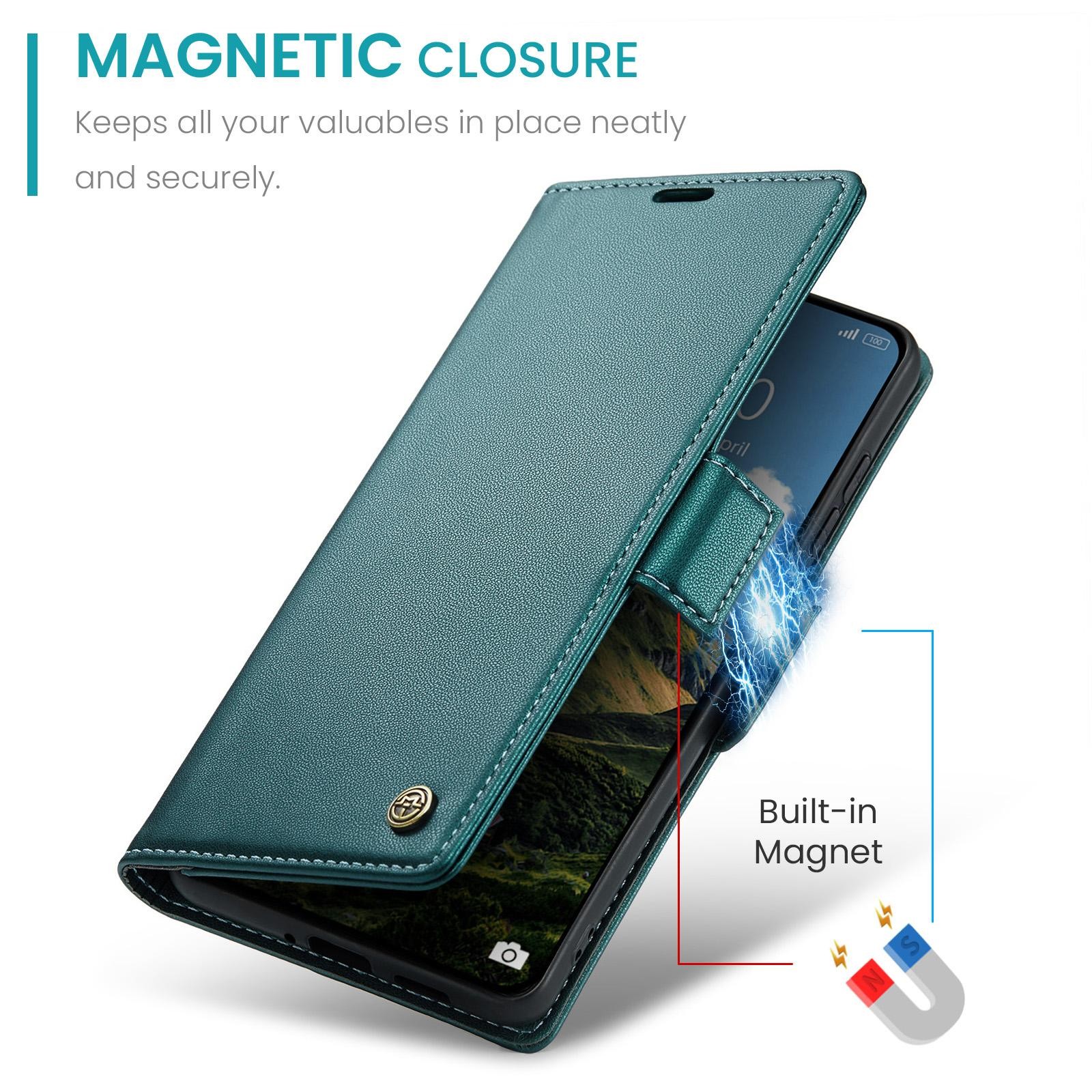 CaseMe 023 Xiaomi Redmi Note 15 Pro+ 5G RFID Θήκη Πορτοφόλι Δερμάτινη - Green